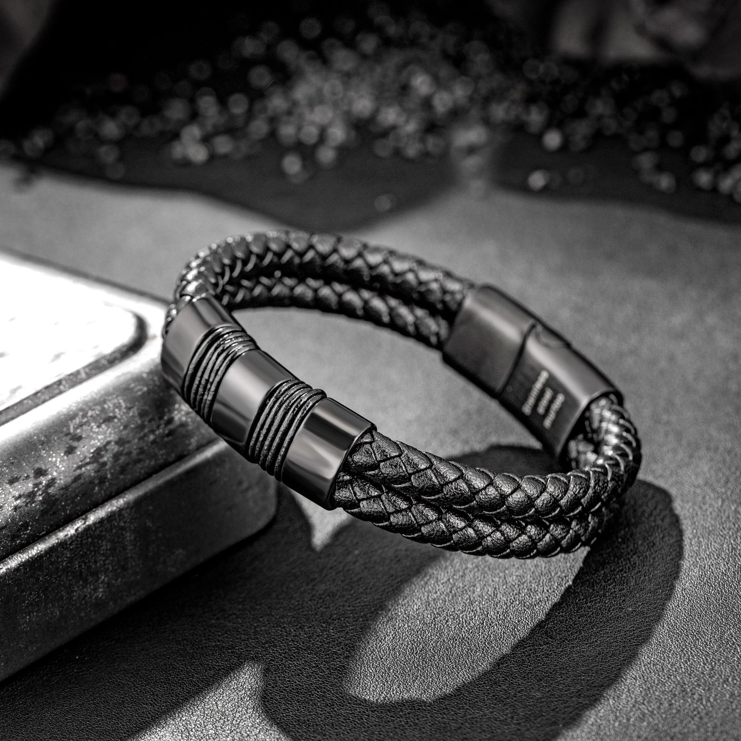Leather and Steel Bracelet B00534