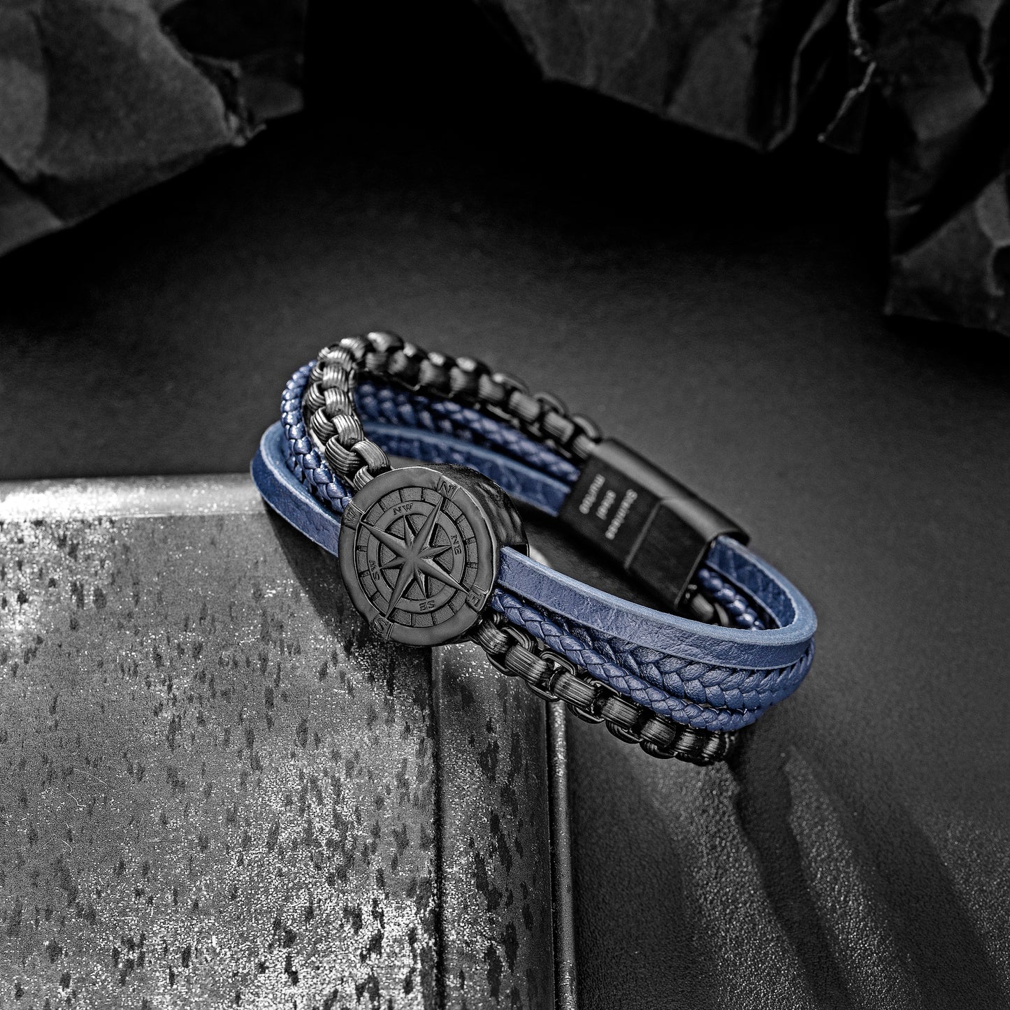 Compass leather bracelet for men B00739