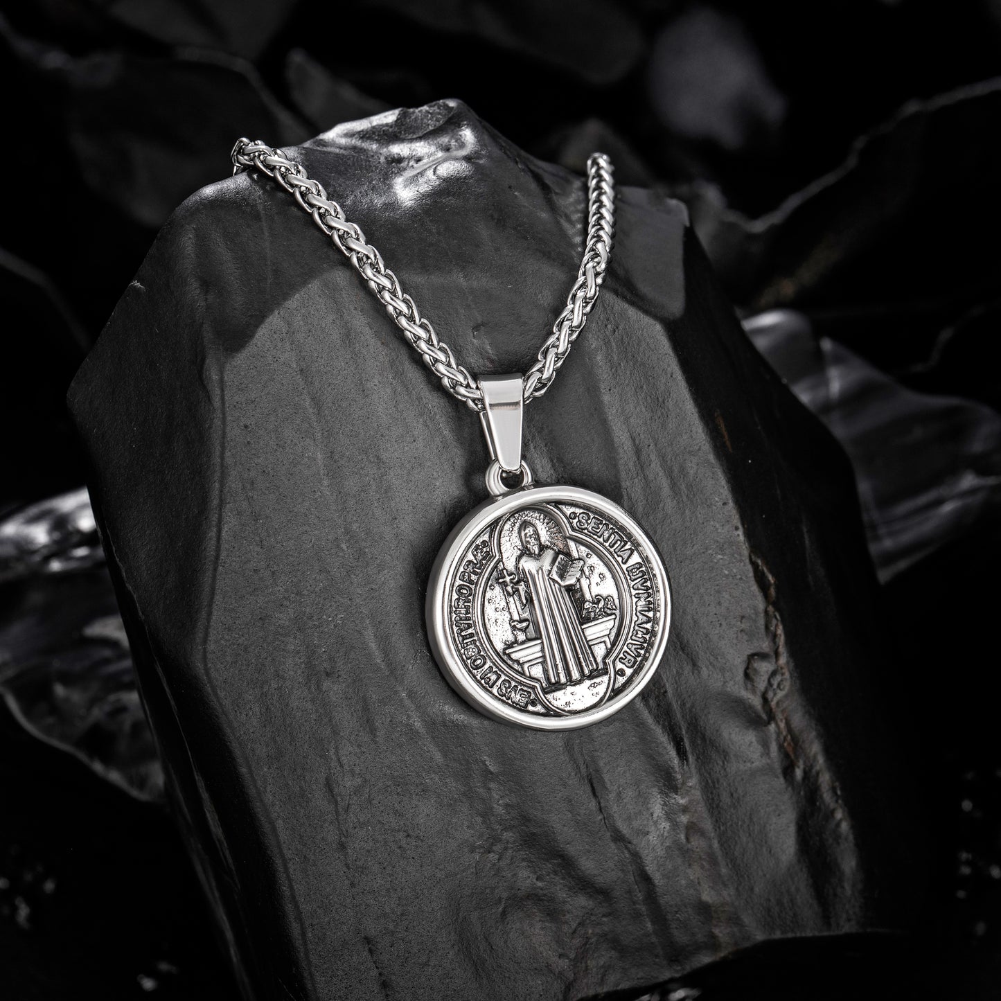Antique Silver Pendant Necklace Wheat Chain N00911
