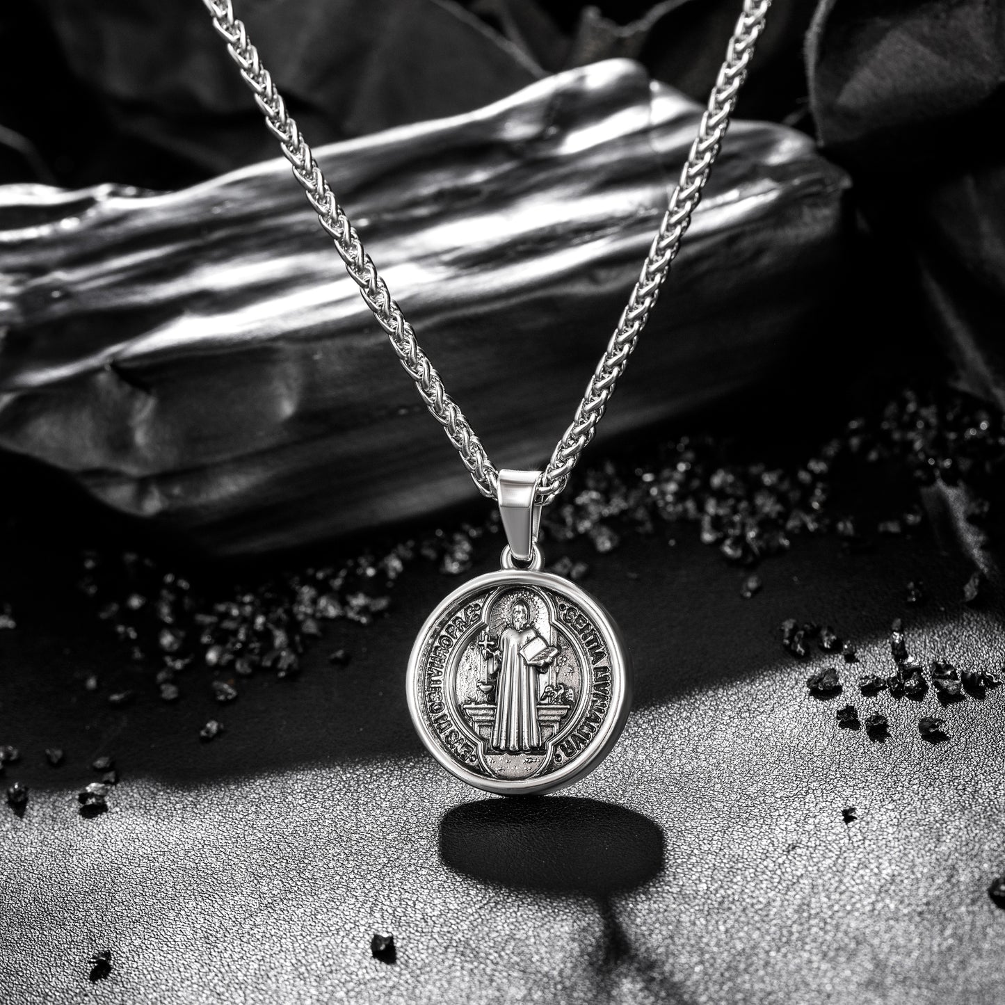 Antique Silver Pendant Necklace Wheat Chain N00911