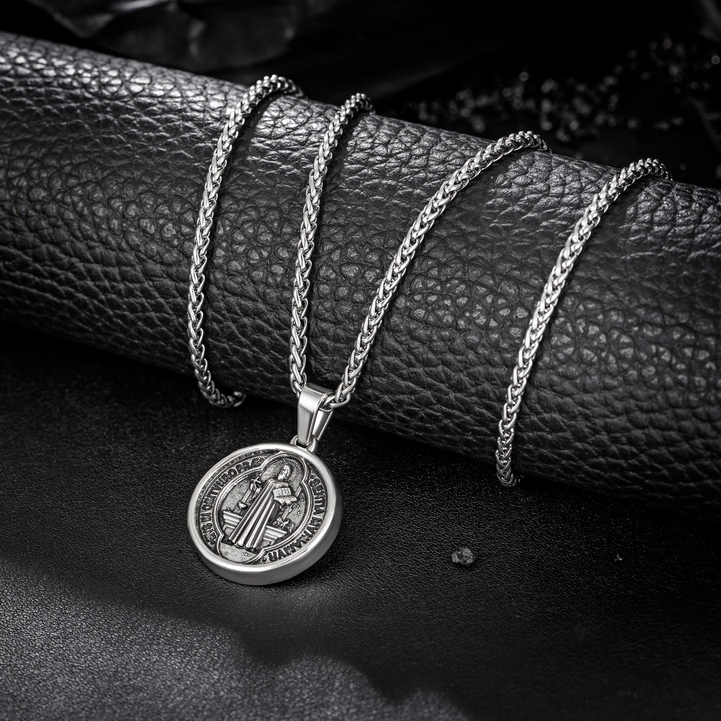 Antique Silver Pendant Necklace Wheat Chain N00911
