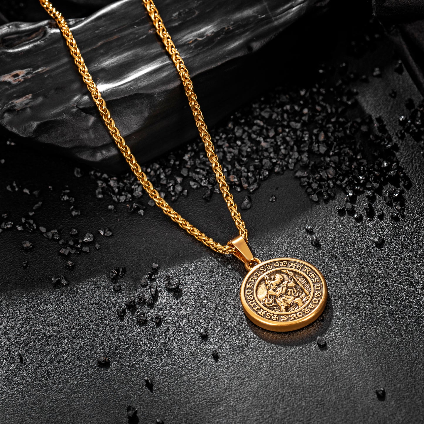 Antique Gold Pendant Necklace Wheat Chain N01013