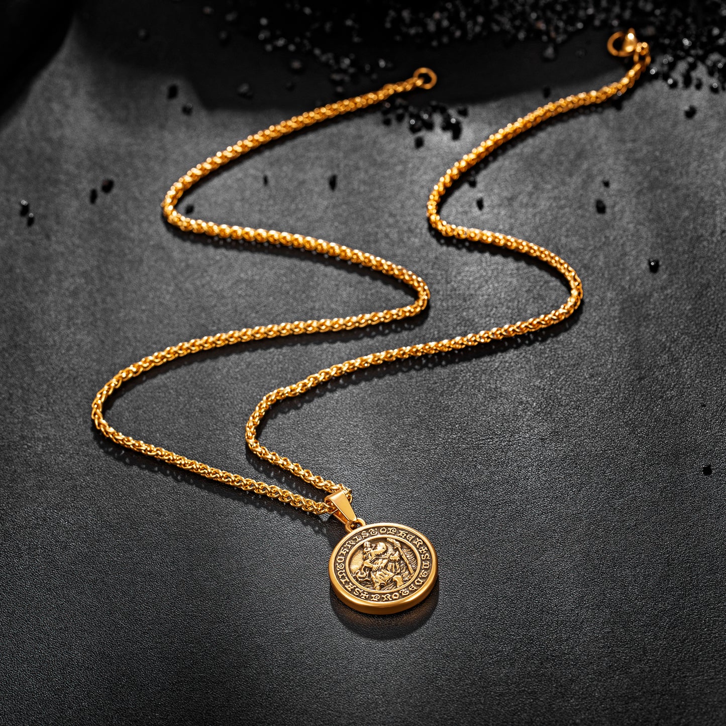 Antique Gold Pendant Necklace Wheat Chain N01013