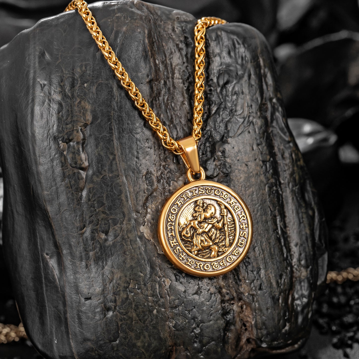 Antique Gold Pendant Necklace Wheat Chain N01013