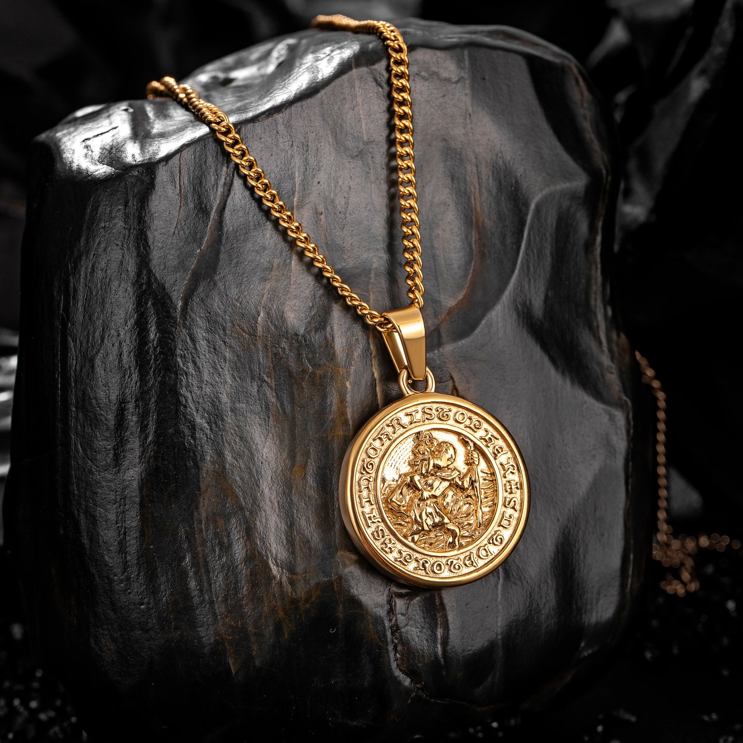 Gold Pendant Necklace Curb Chain N00990