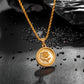 Gold Rose Pendant Necklace Twisted Rope Chain N00859