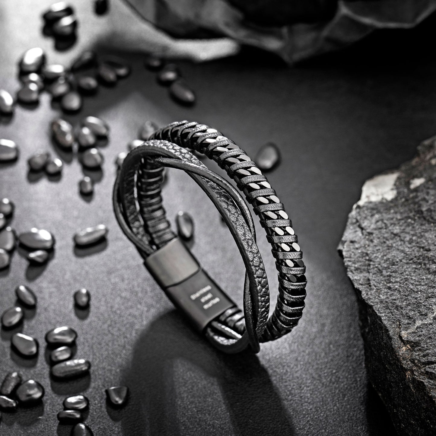 Leather and Steel Bracelet B00777