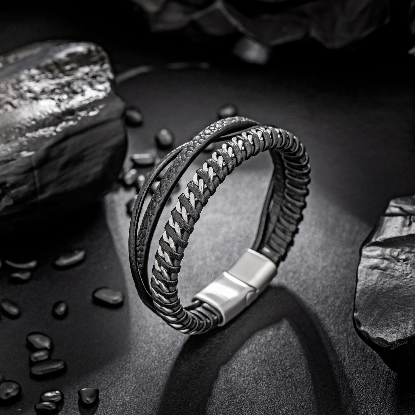 Leather and Steel Bracelet B00780