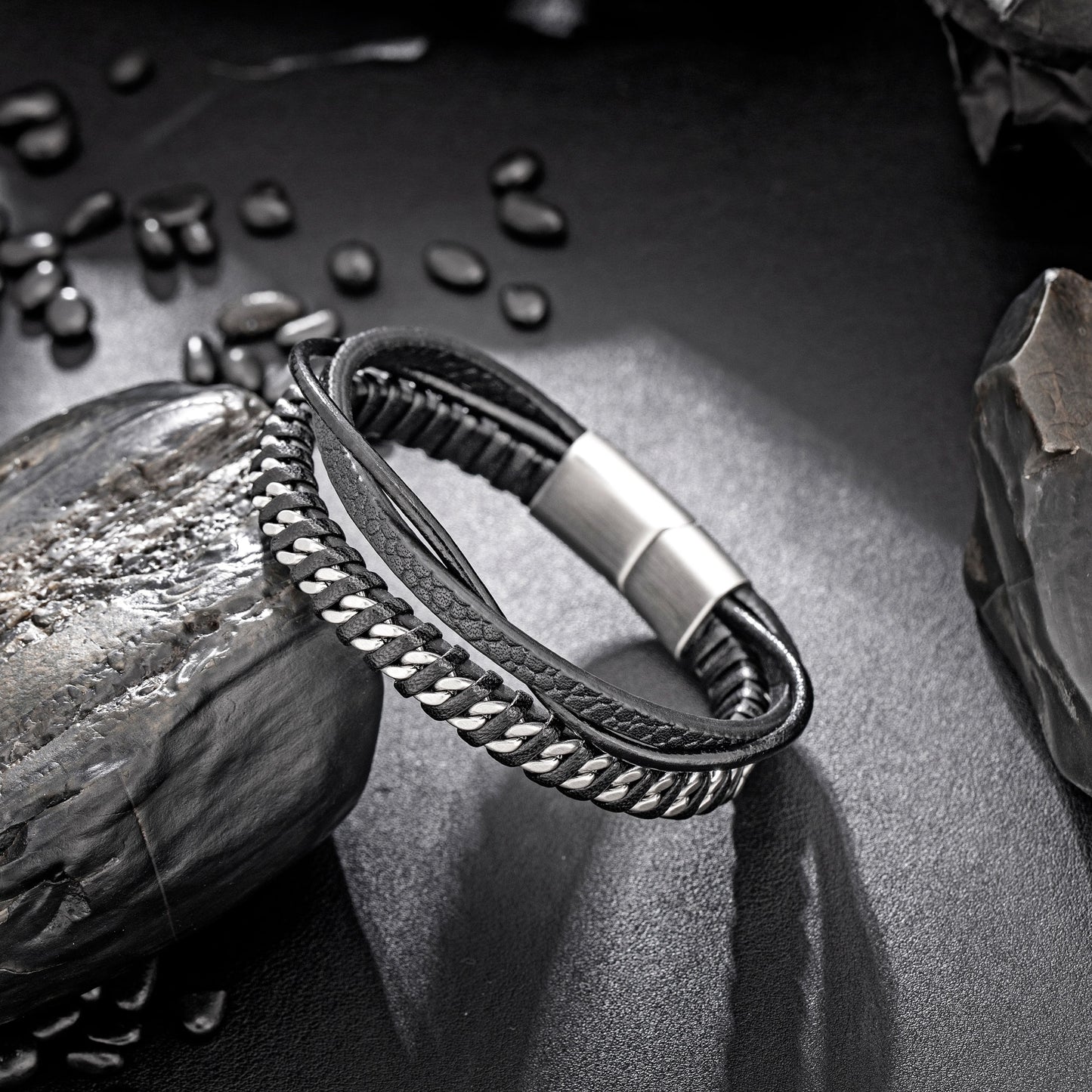 Leather and Steel Bracelet B00780