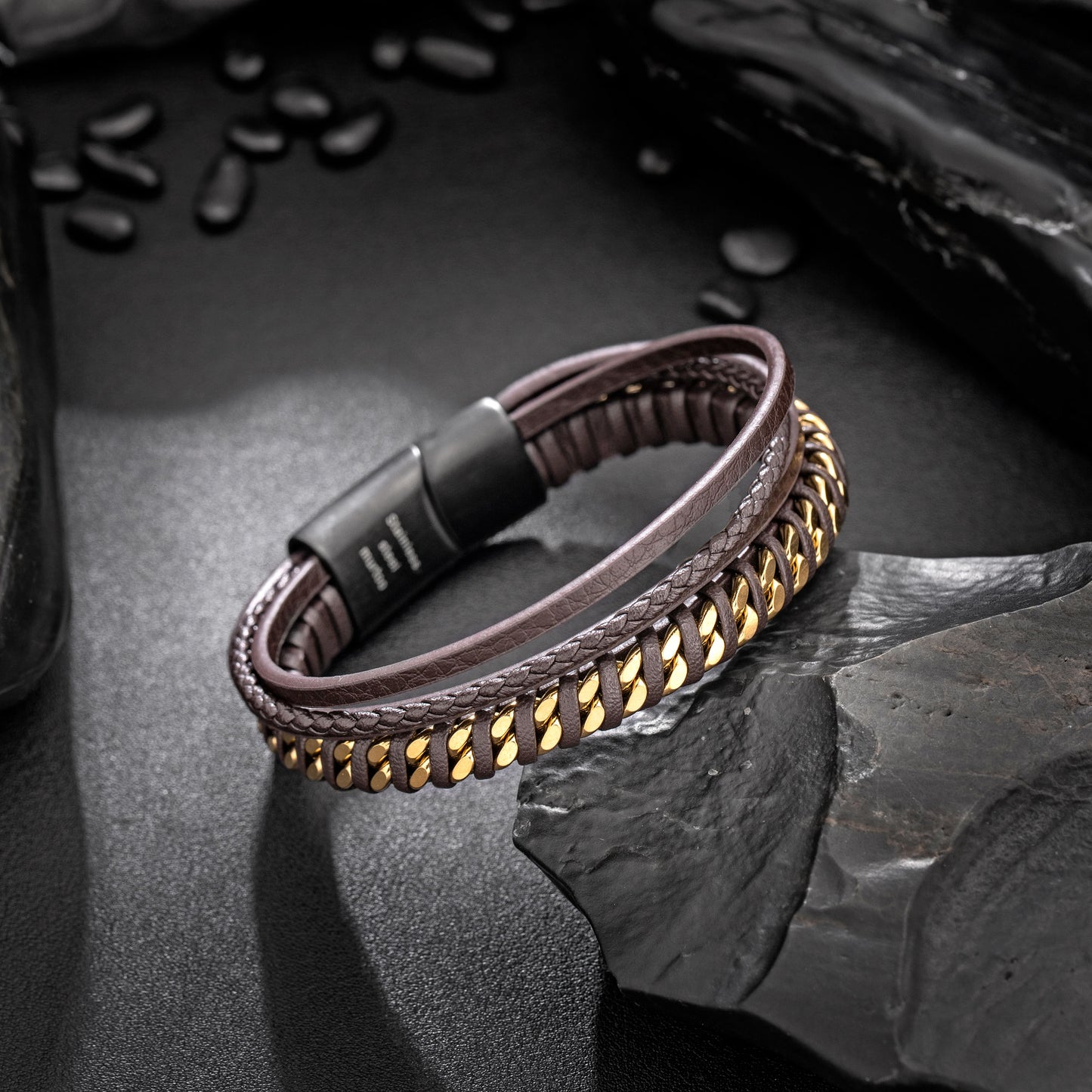 Leather and Steel Bracelet B00774