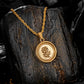 Gold Rose Pendant Necklace Twisted Rope Chain N01543