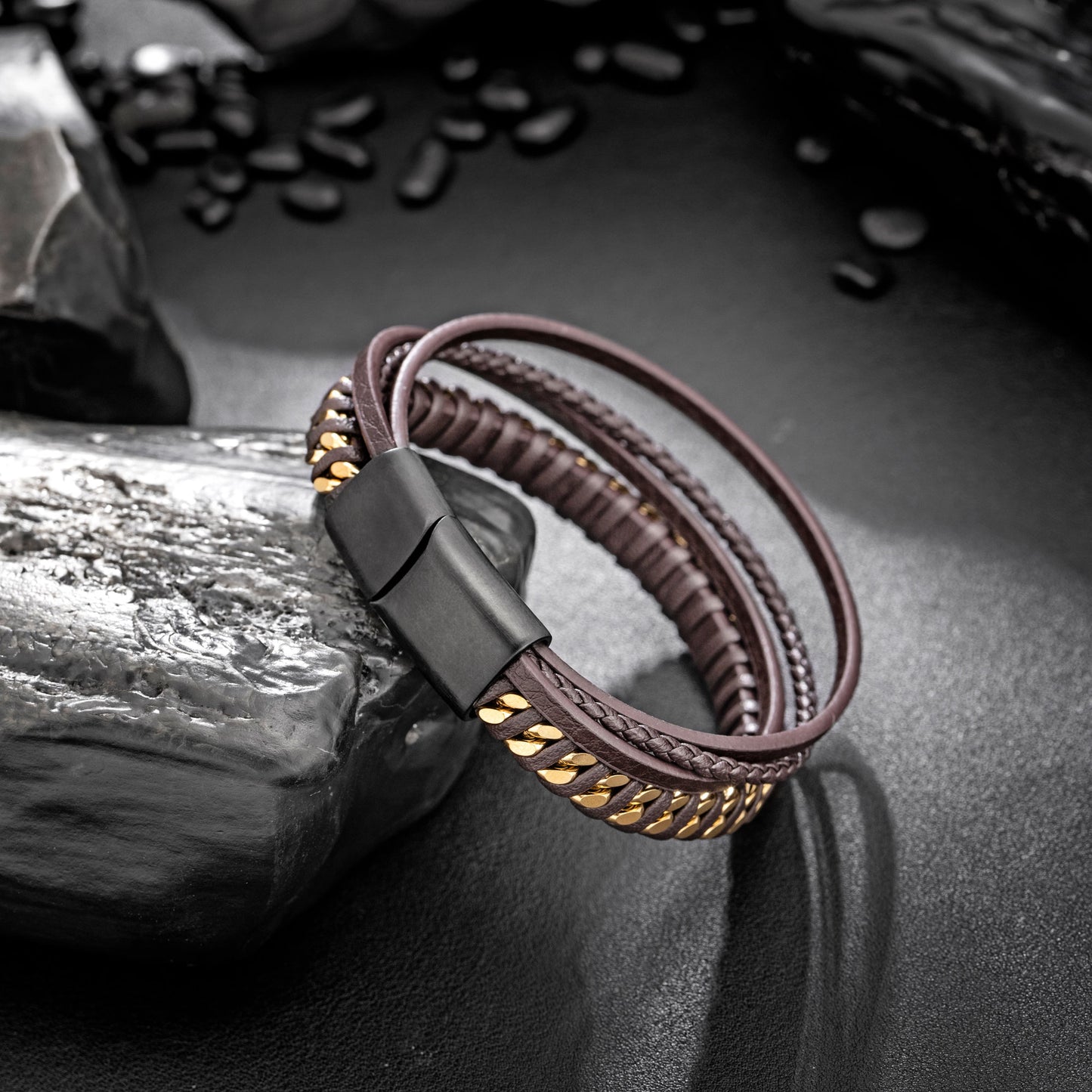 Leather and Steel Bracelet B00774