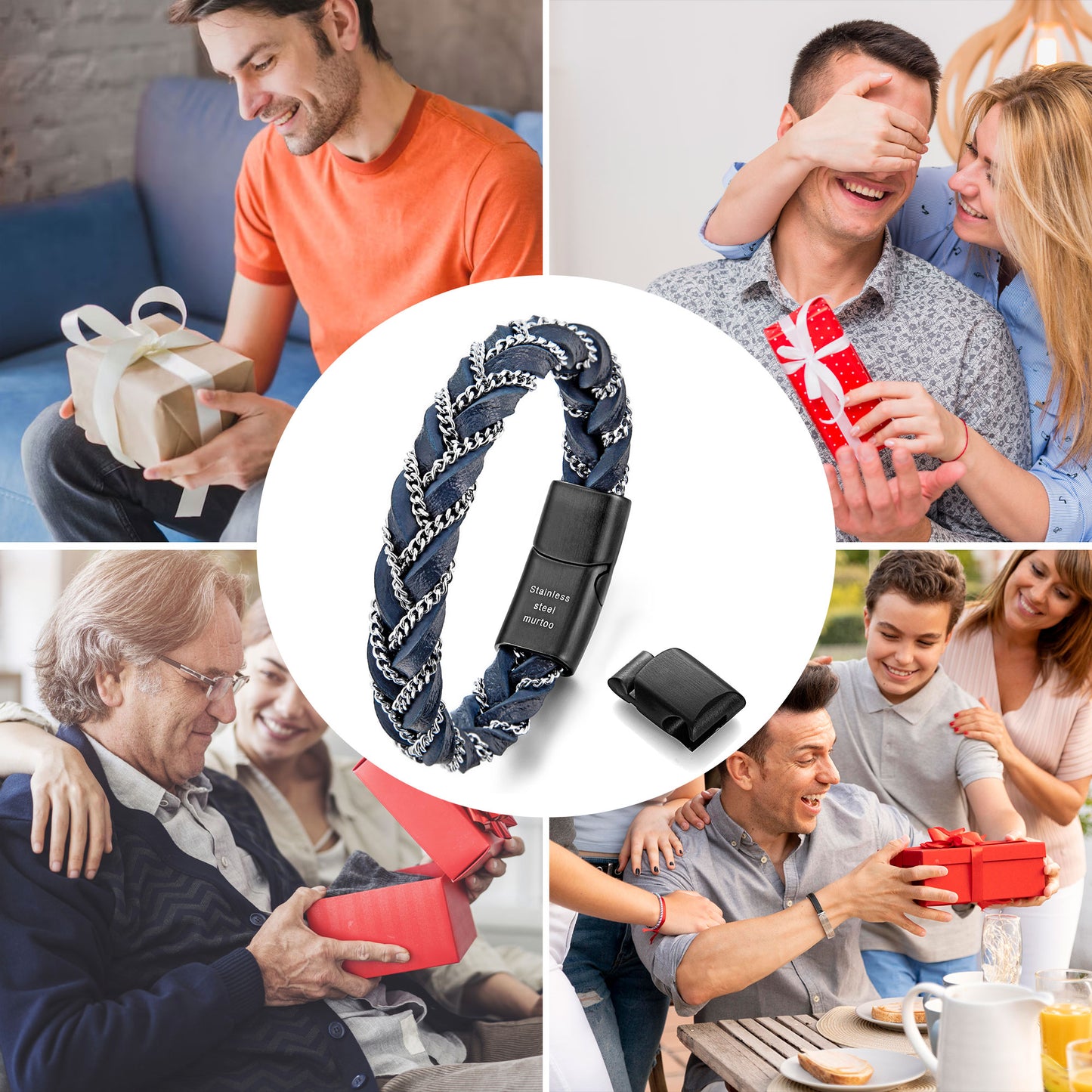Leather and Steel Bracelet B00613