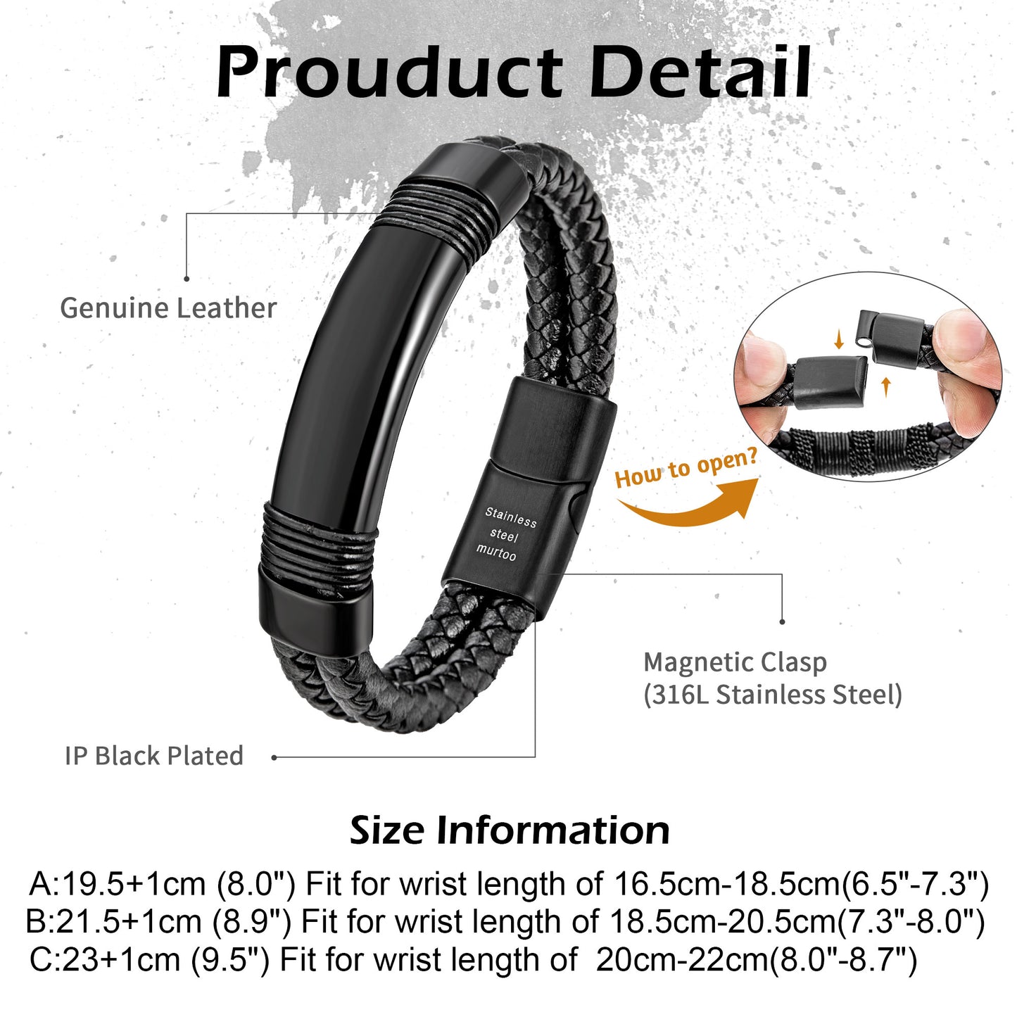 Leather and Steel Bracelet B00640