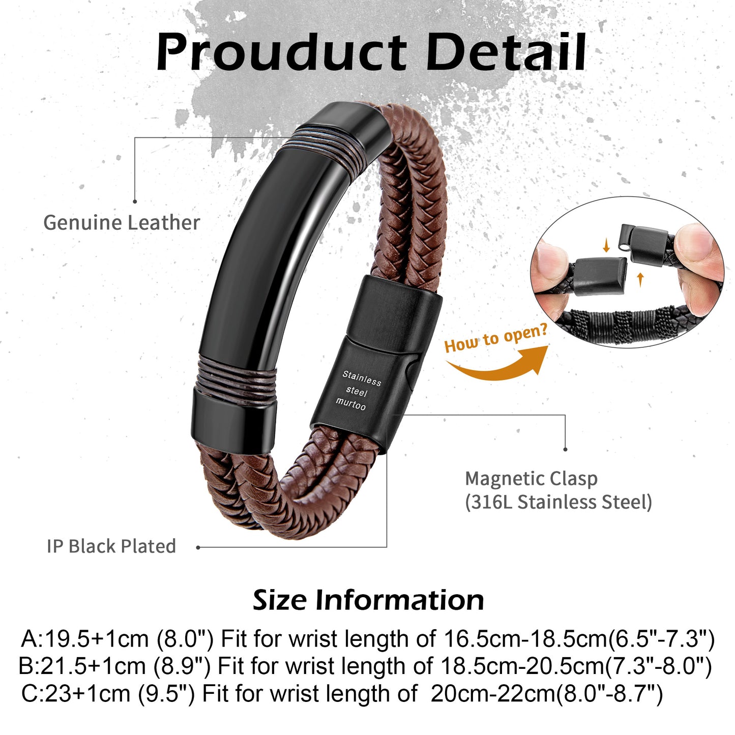 Leather and Steel Bracelet B00643