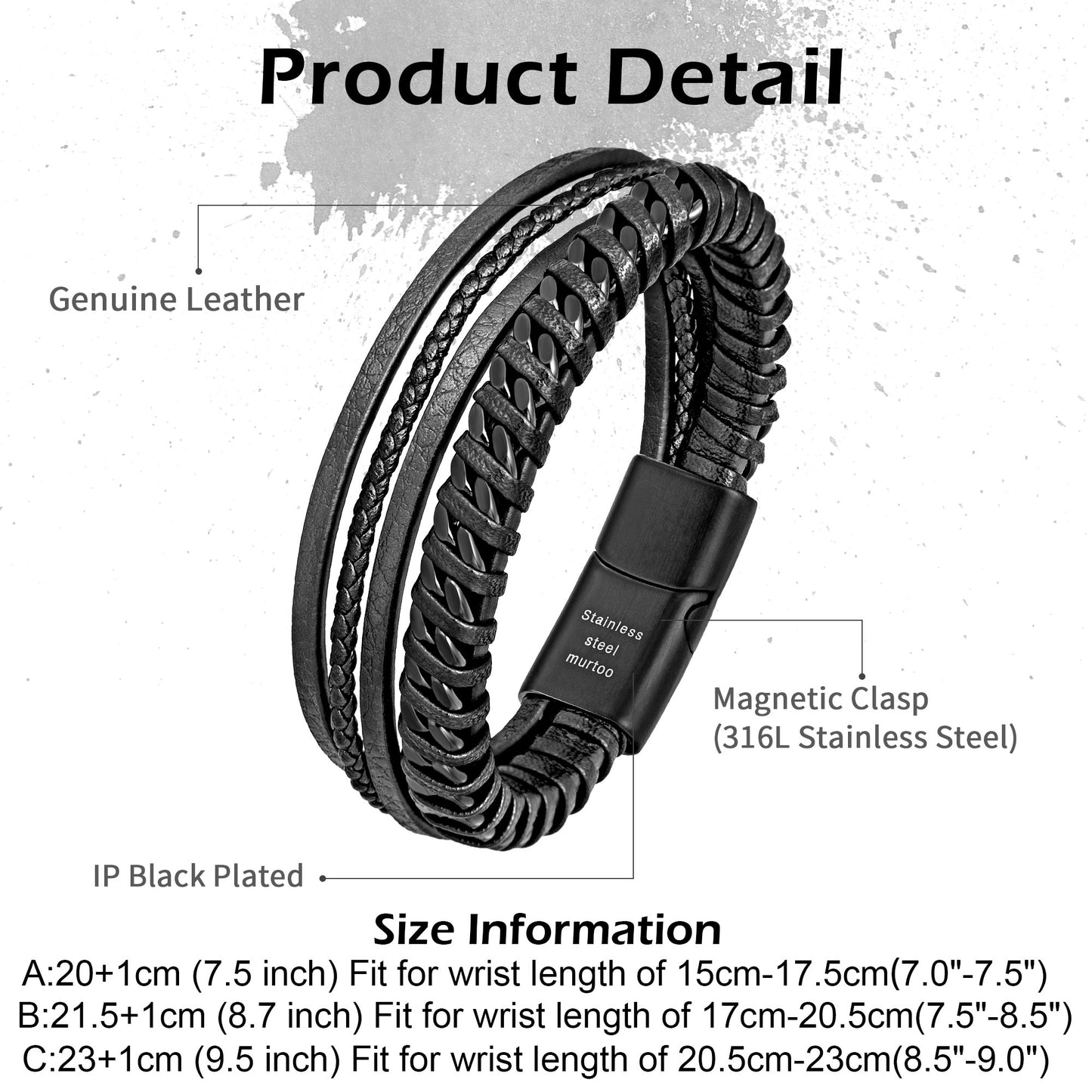 Leather and Steel Bracelet B00765