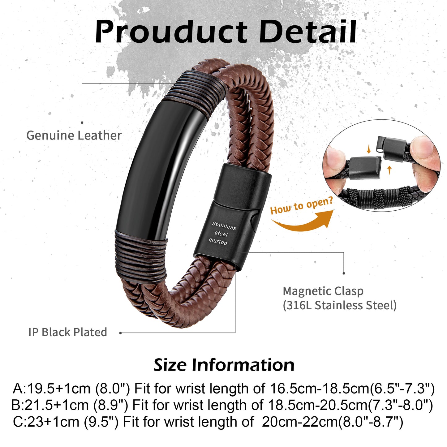 Leather and Steel Bracelet B00637