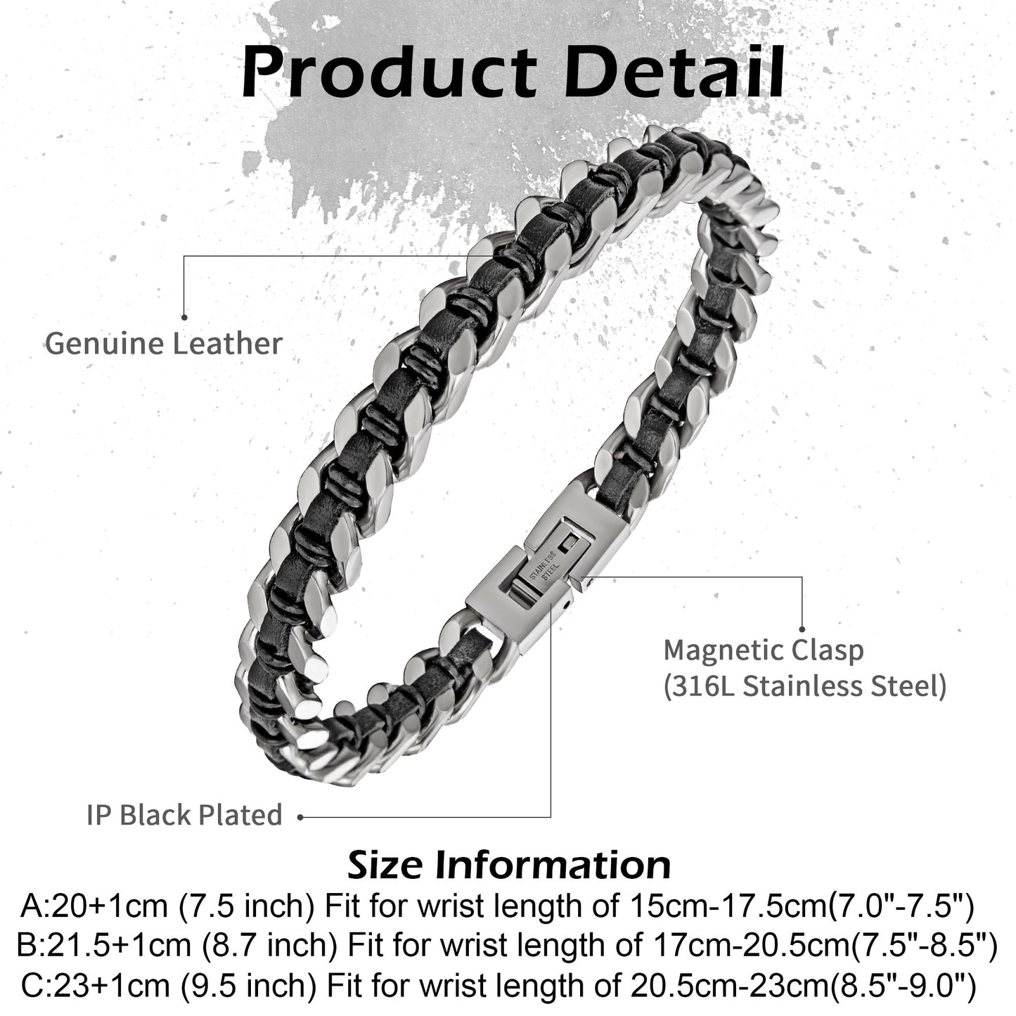 Cuban Link Bracelet For Men with Leather B00807