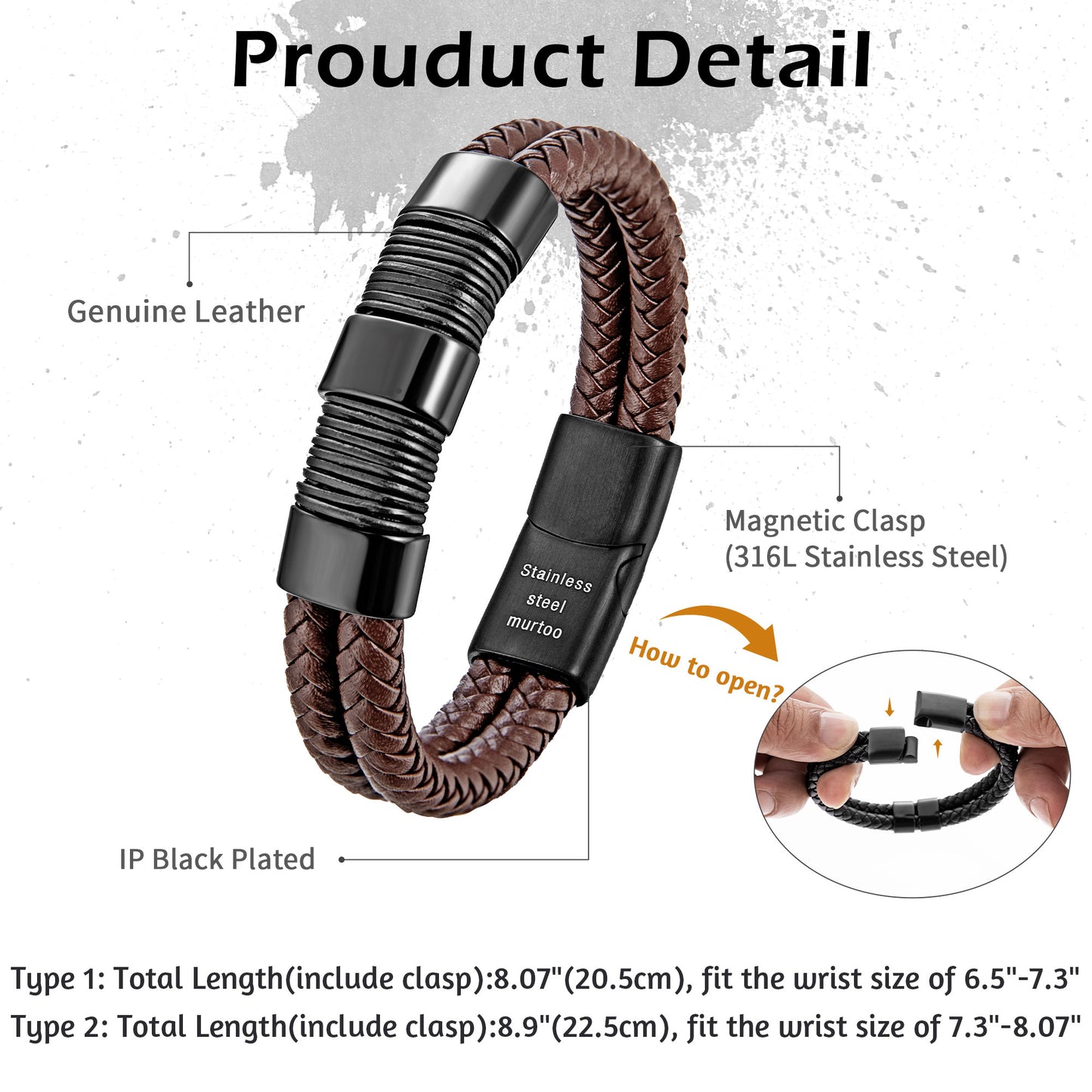 Leather and Steel Bracelet B00528