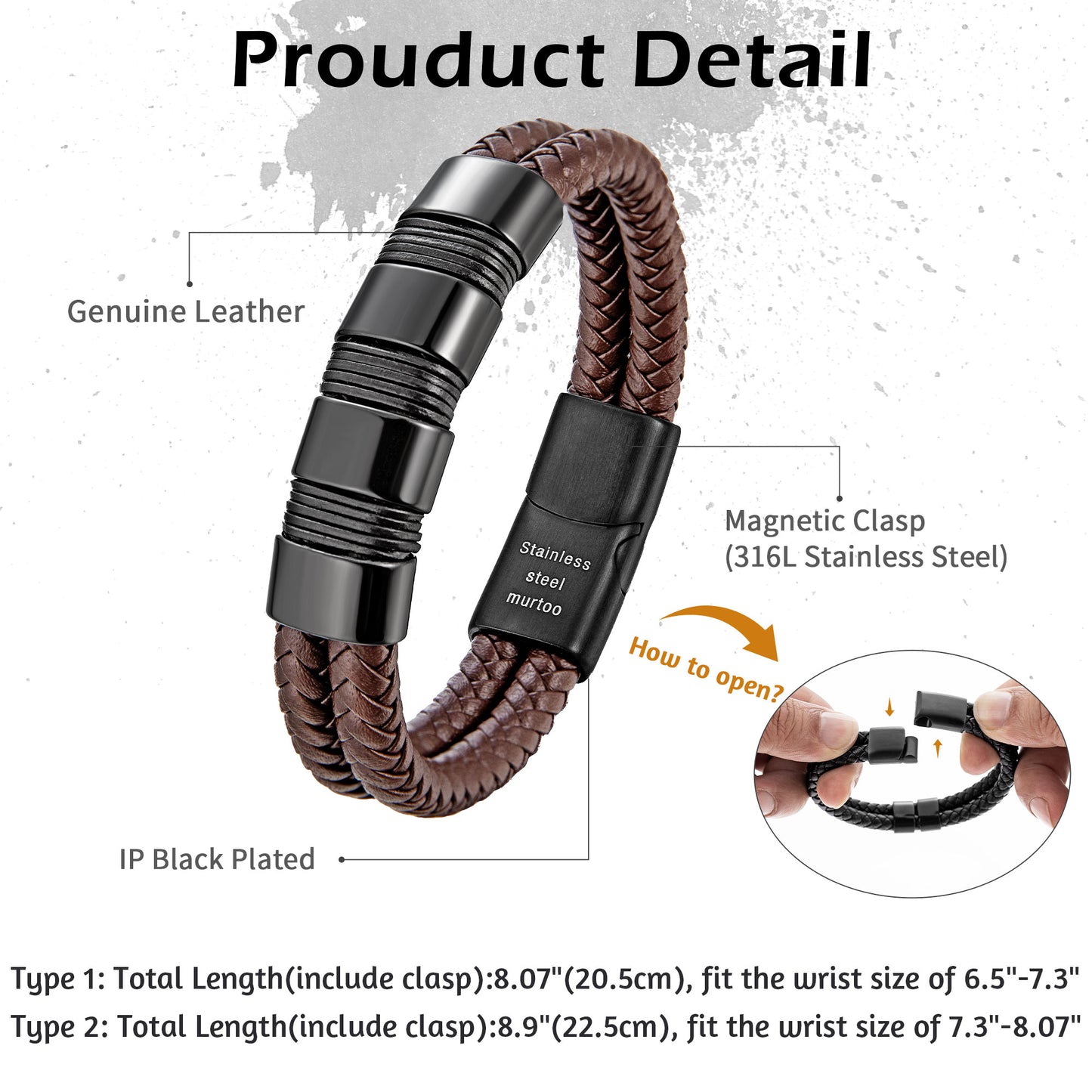 Leather and Steel Bracelet B00531