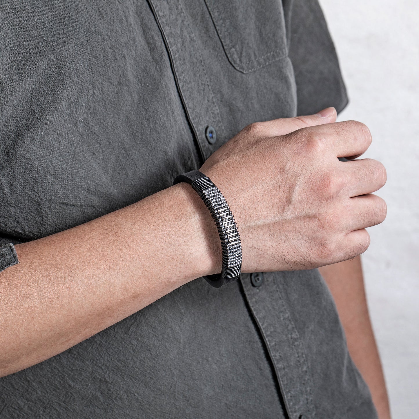 Leather And steel Bracelet B00648