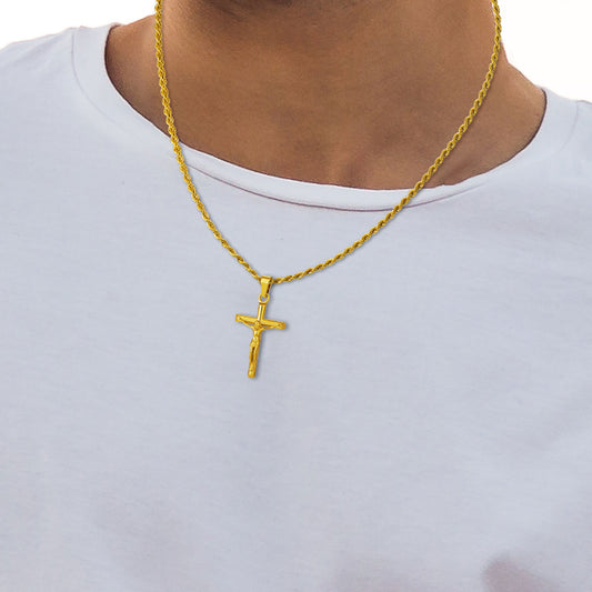 Ora Jesuo Kruco Kolĉeno Tordita Ŝnura Ĉeno N00423