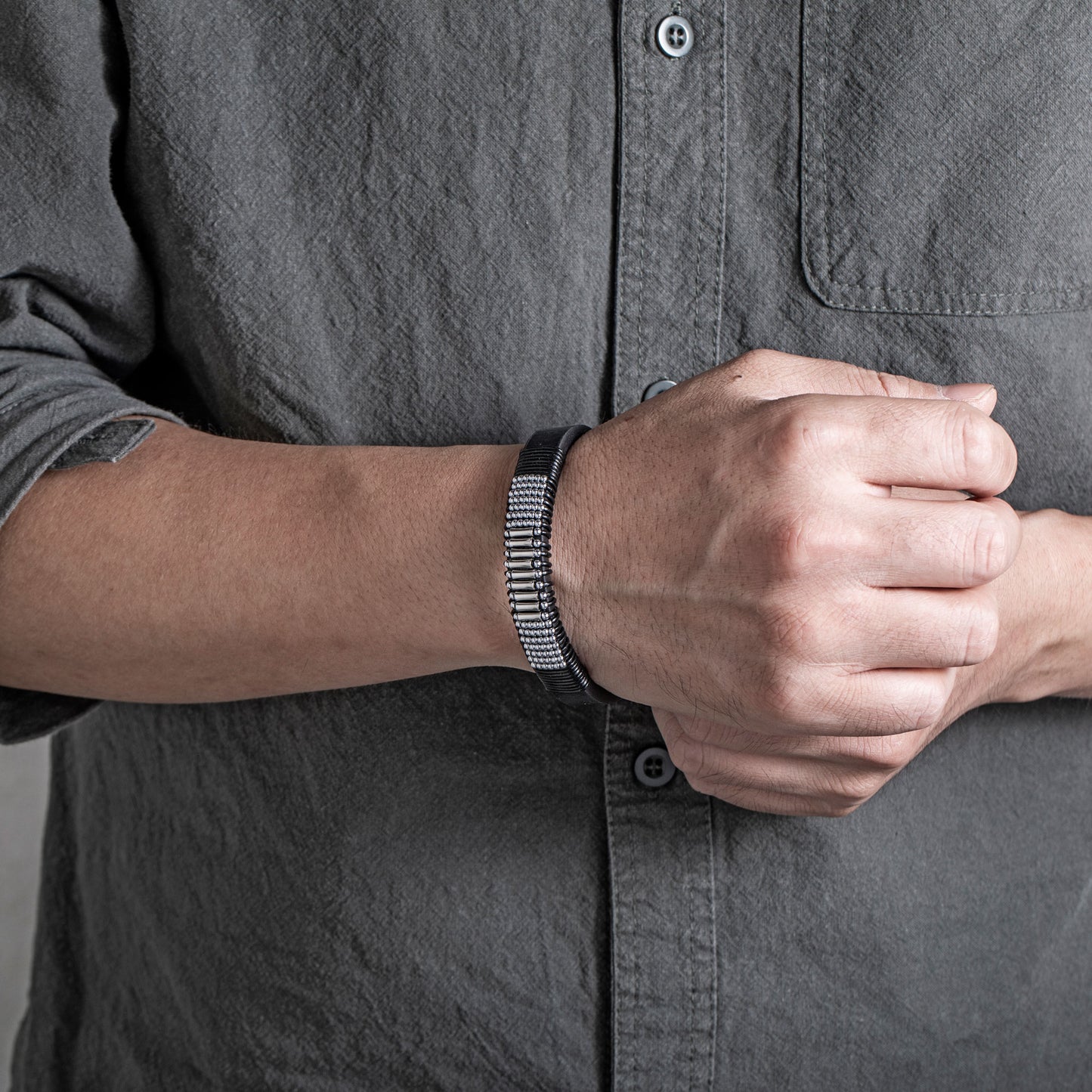 Leather And steel Bracelet B00648