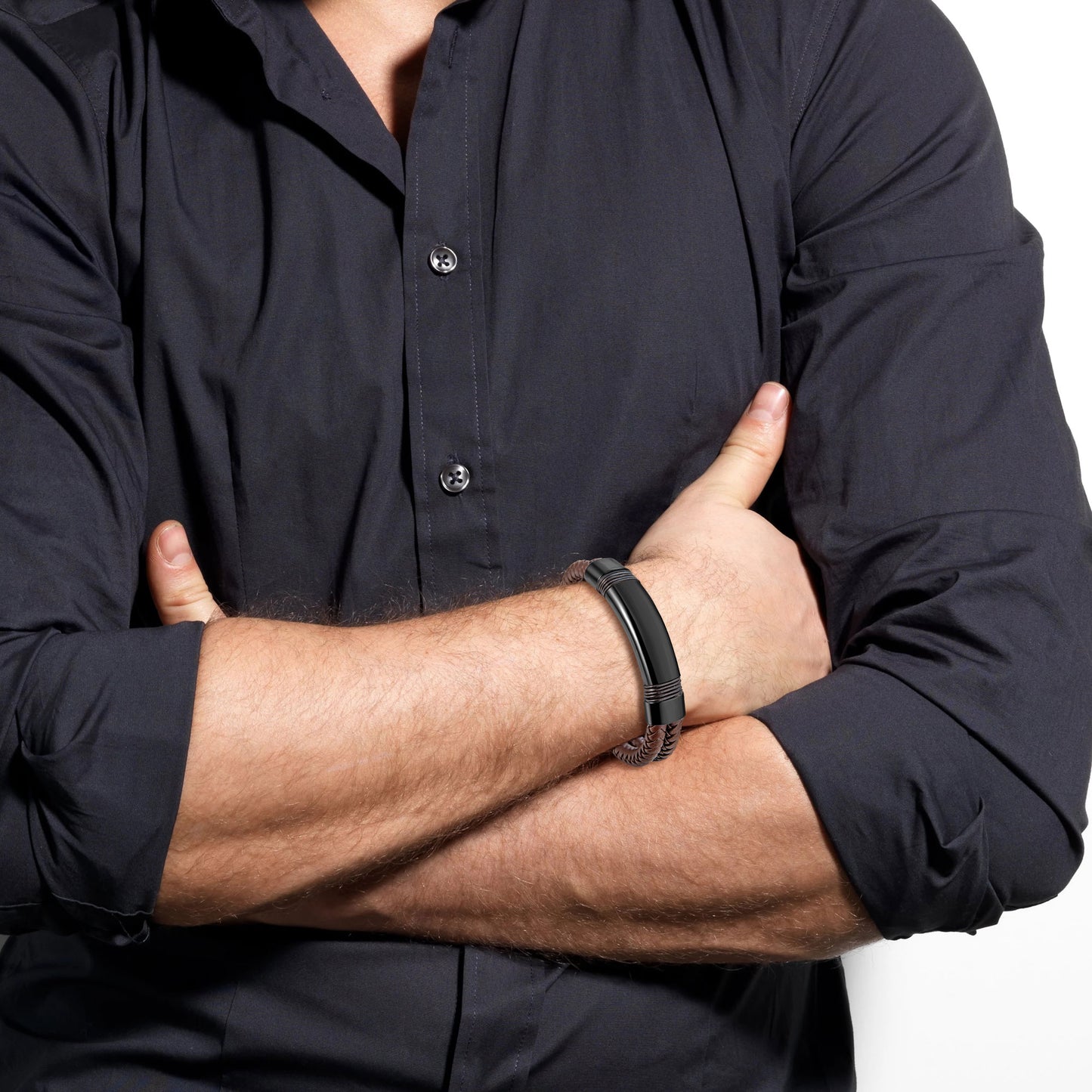 Leather and Steel Bracelet B00643