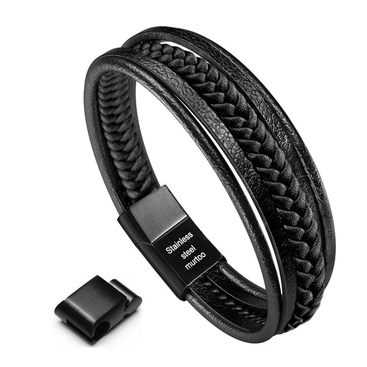 murtoo Herenarmband, leren armband, leren armband voor mannen, roestvrijstalen armband, armband voor mannen (zilver, bruin, 23,5 murtoo Herenarmband, leren armband, leren armband voor mannen, roestvrijstalen armband, armband voor mannen (zilver, bruin, 23,5