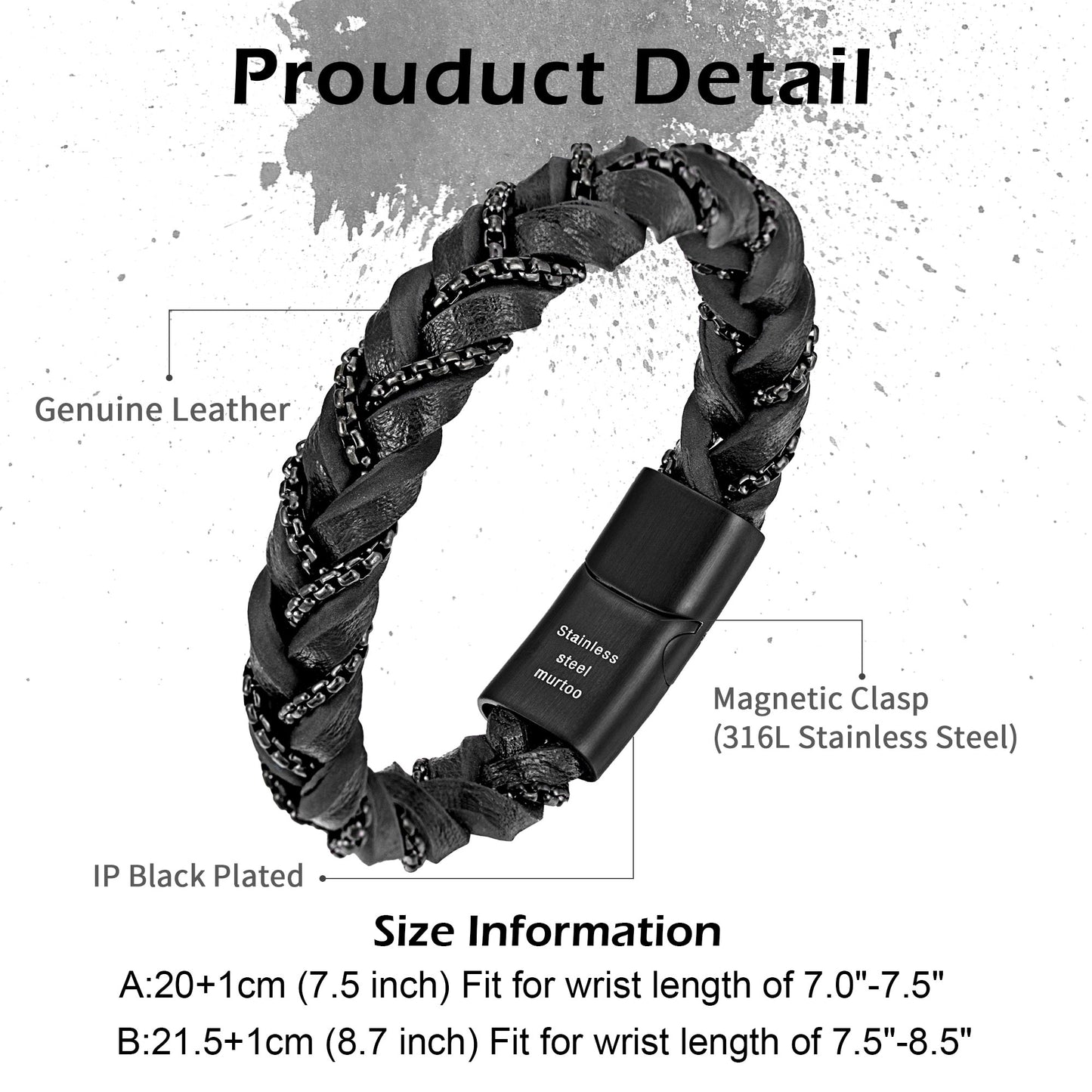 Steel Leather Bracelet BHR00304