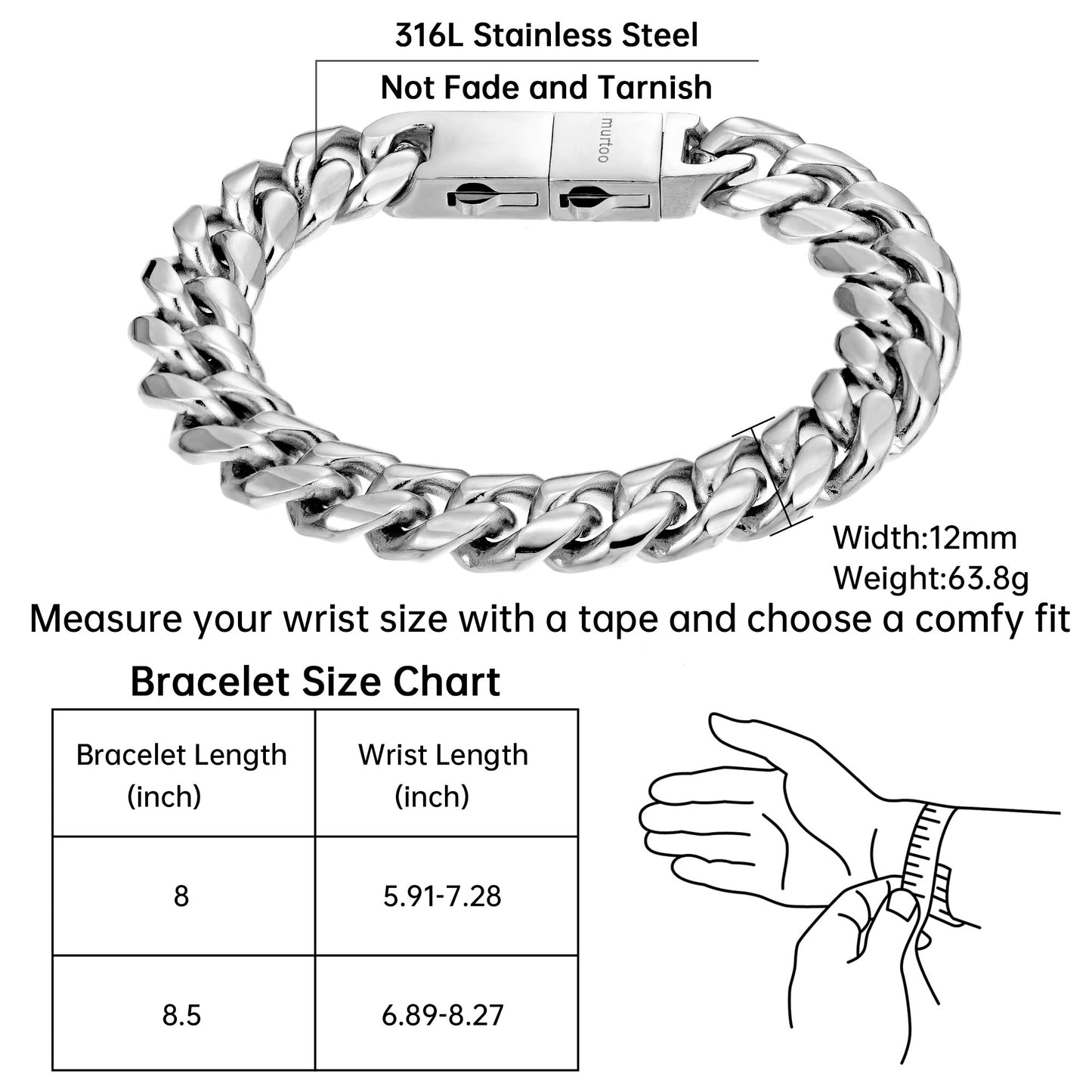 8mm steel bracelet BHR00343