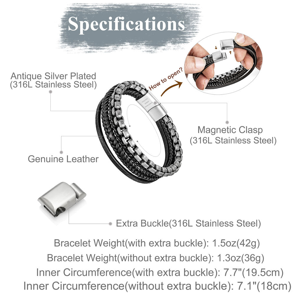 Leather And Steel Bracelet BHR00112