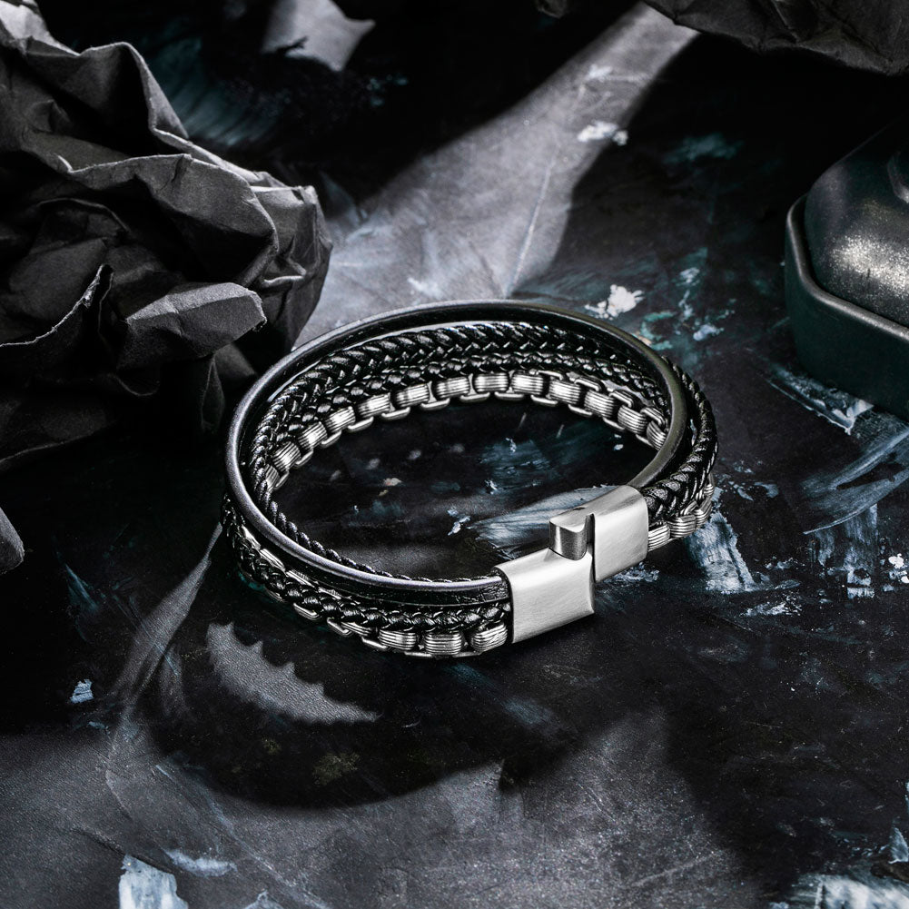 Leather And Steel Bracelet BHR00112