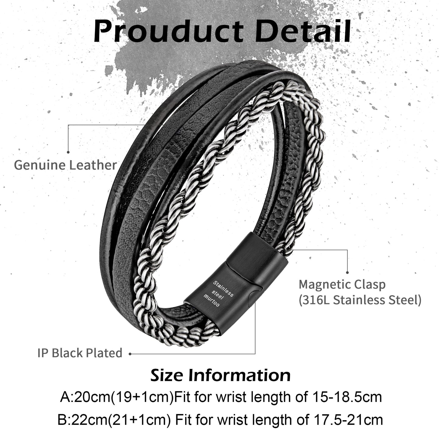 Leather And Steel Bracelet B00453