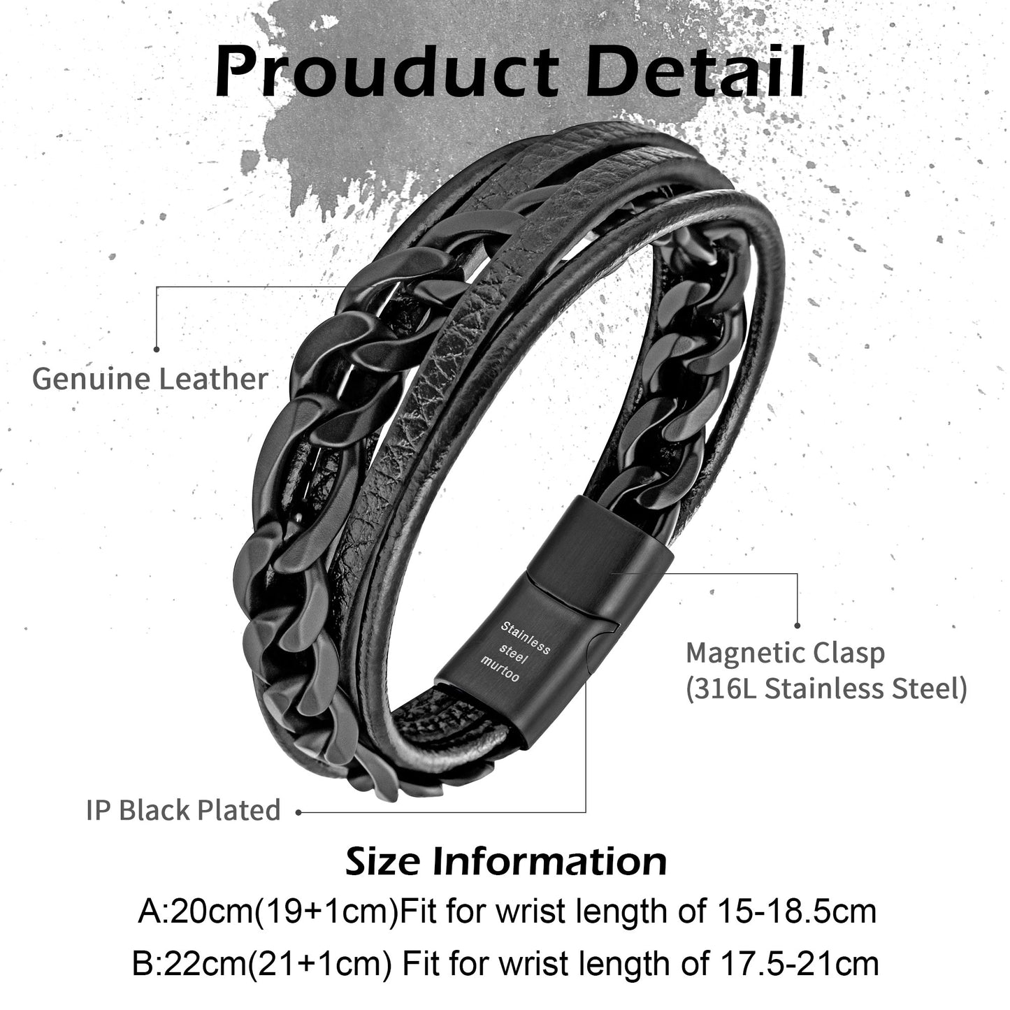Leather And Steel Bracelet B00455