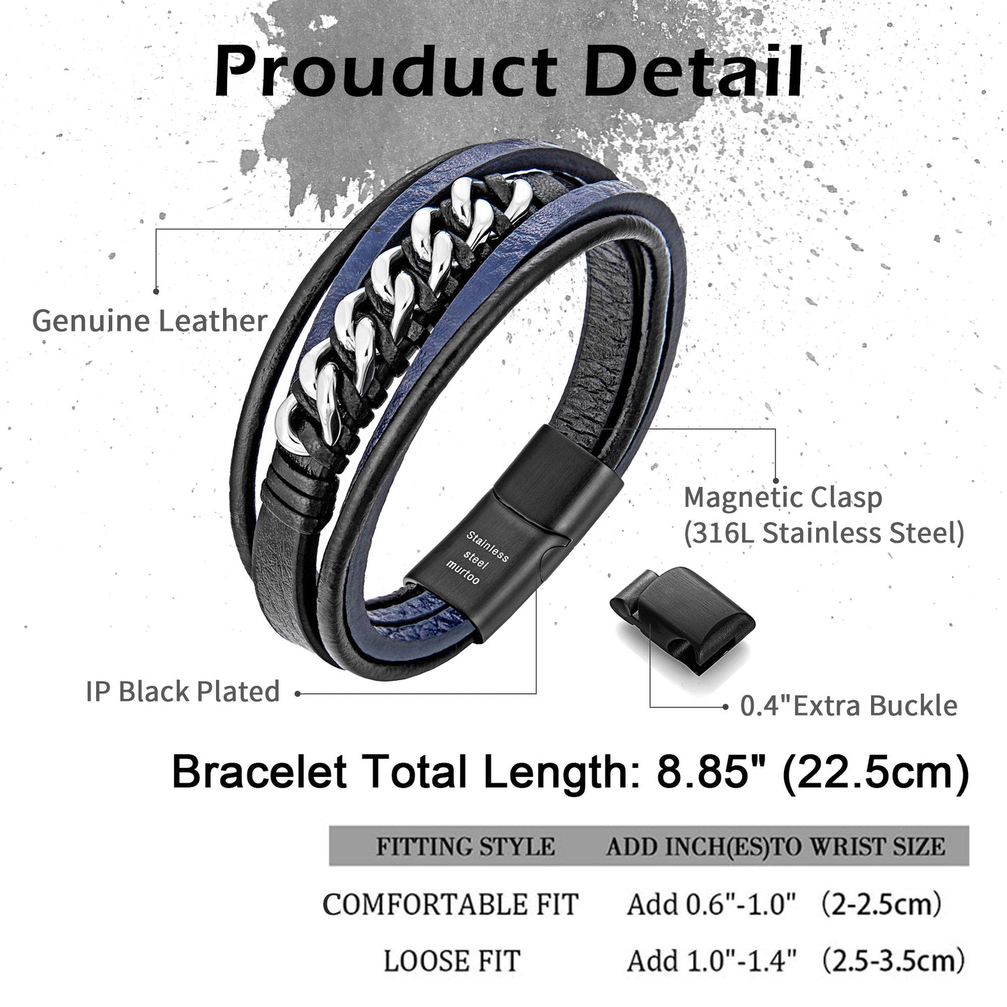 Leather And Steel Bracelet B00425
