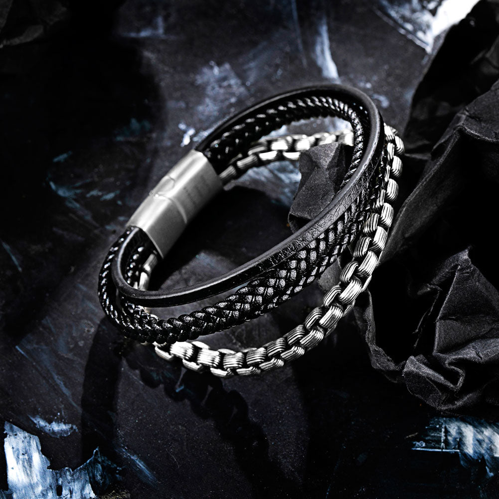 Leather And Steel Bracelet BHR00112