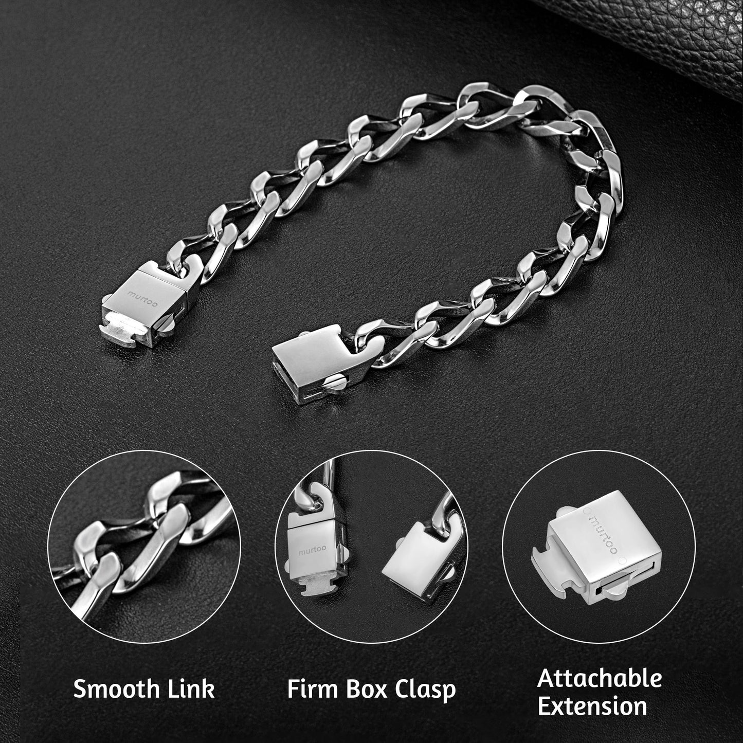 9mm steel bracelet B00386