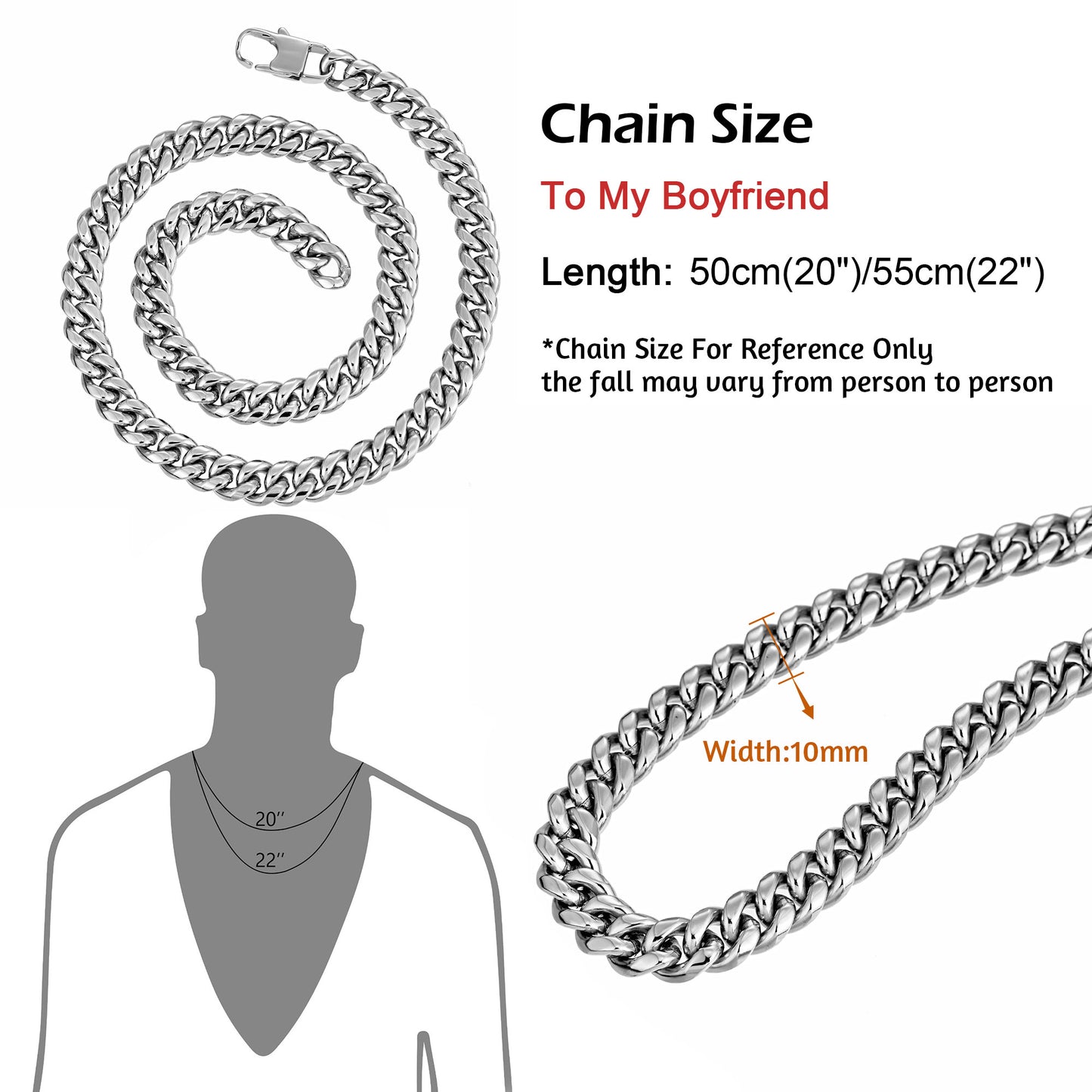 10mm steel Necklace N00177
