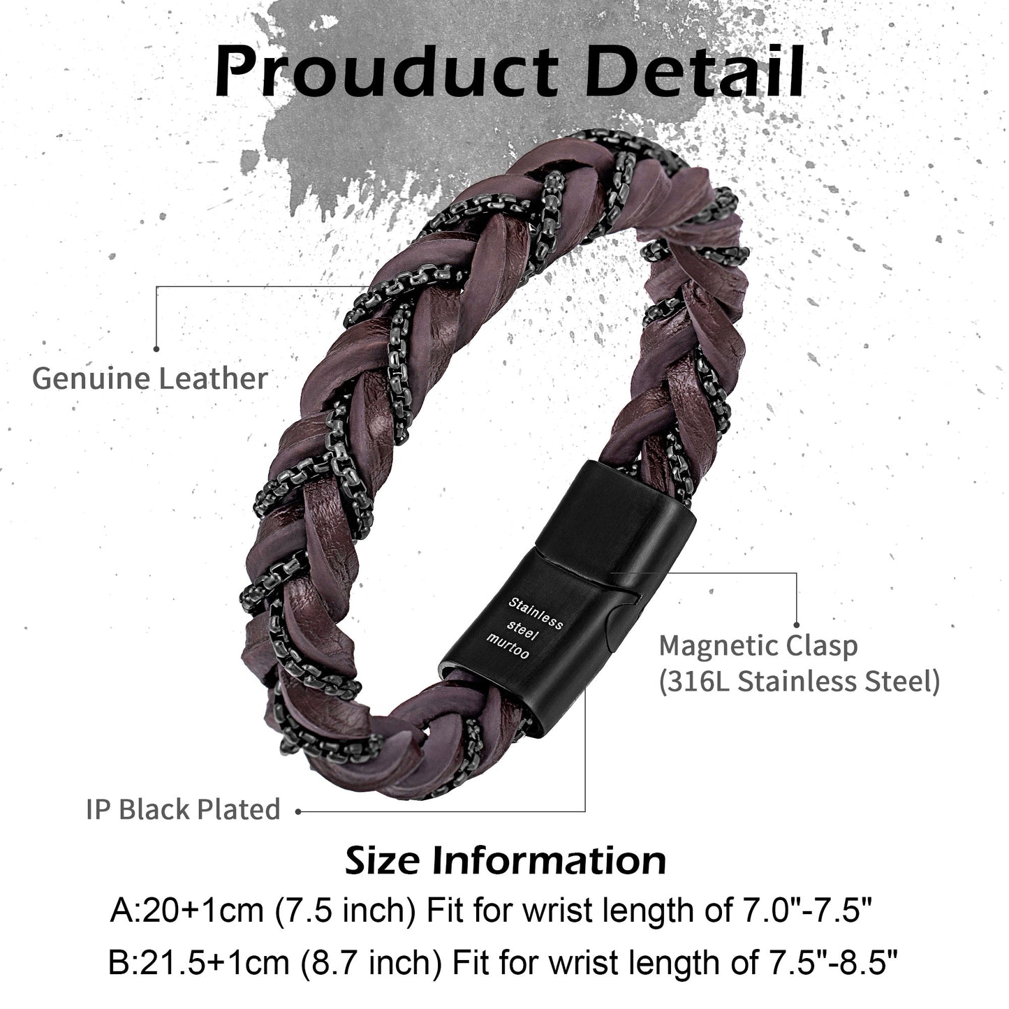 Steel Leather Bracelet BHR00306