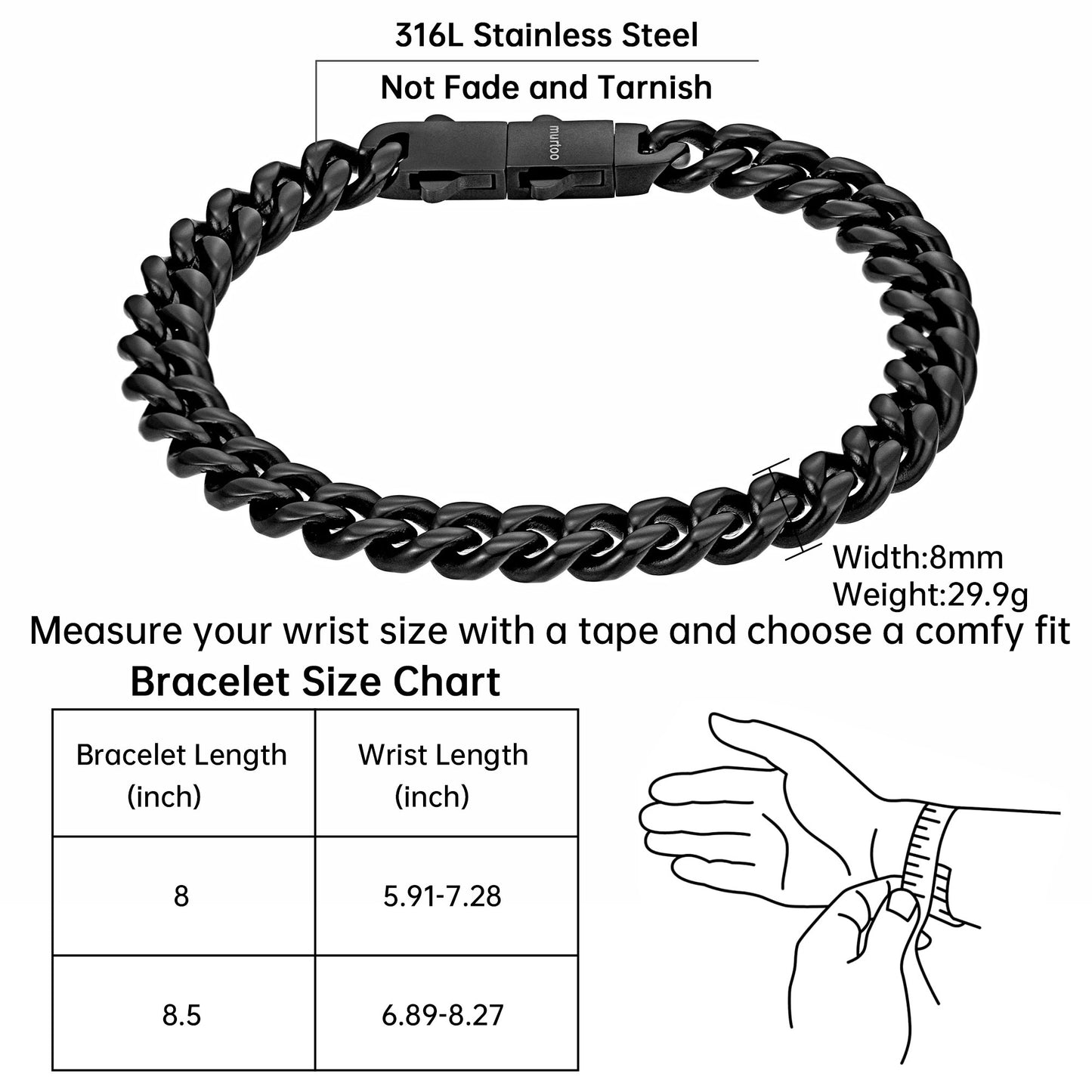 8mm steel bracelet BHR00335