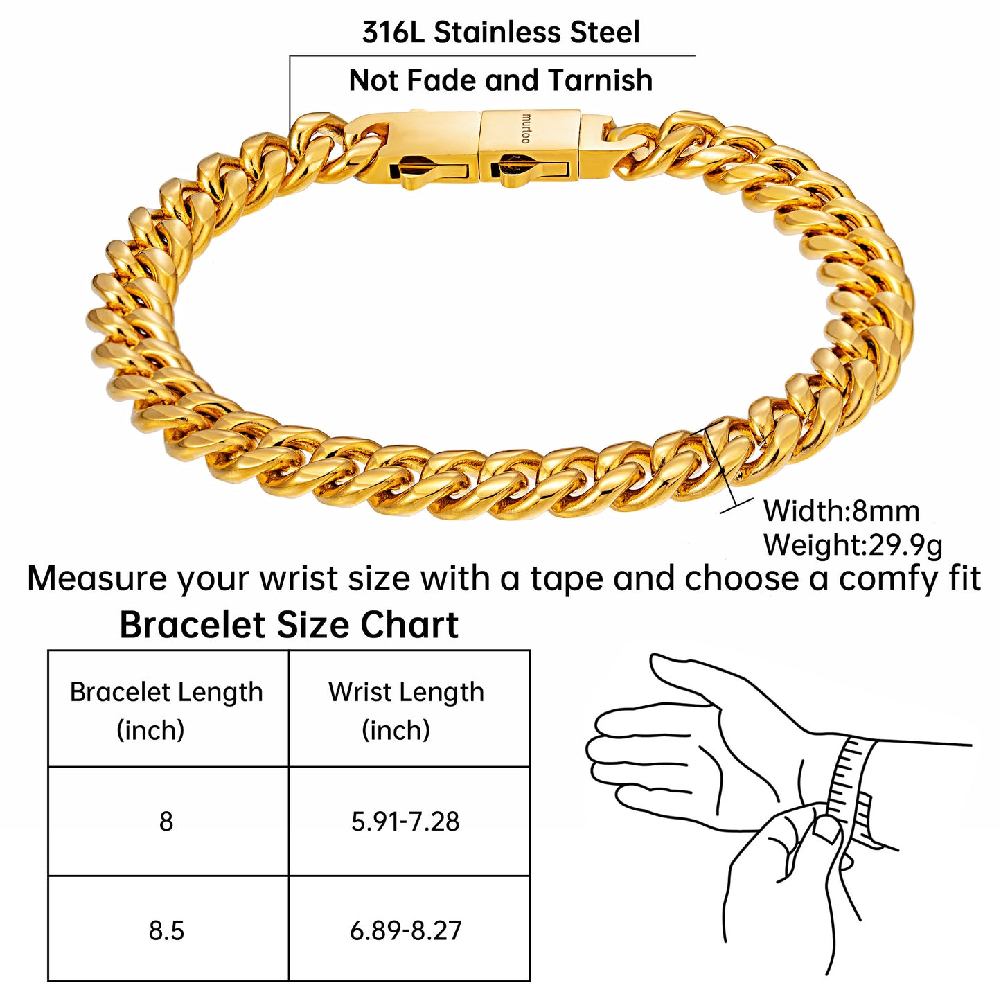 8mm steel bracelet BHR00339