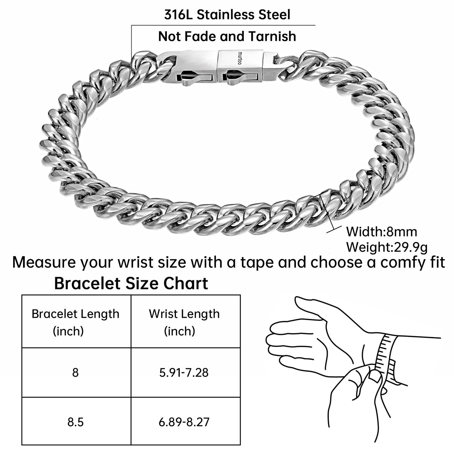 8mm steel bracelet BHR00347