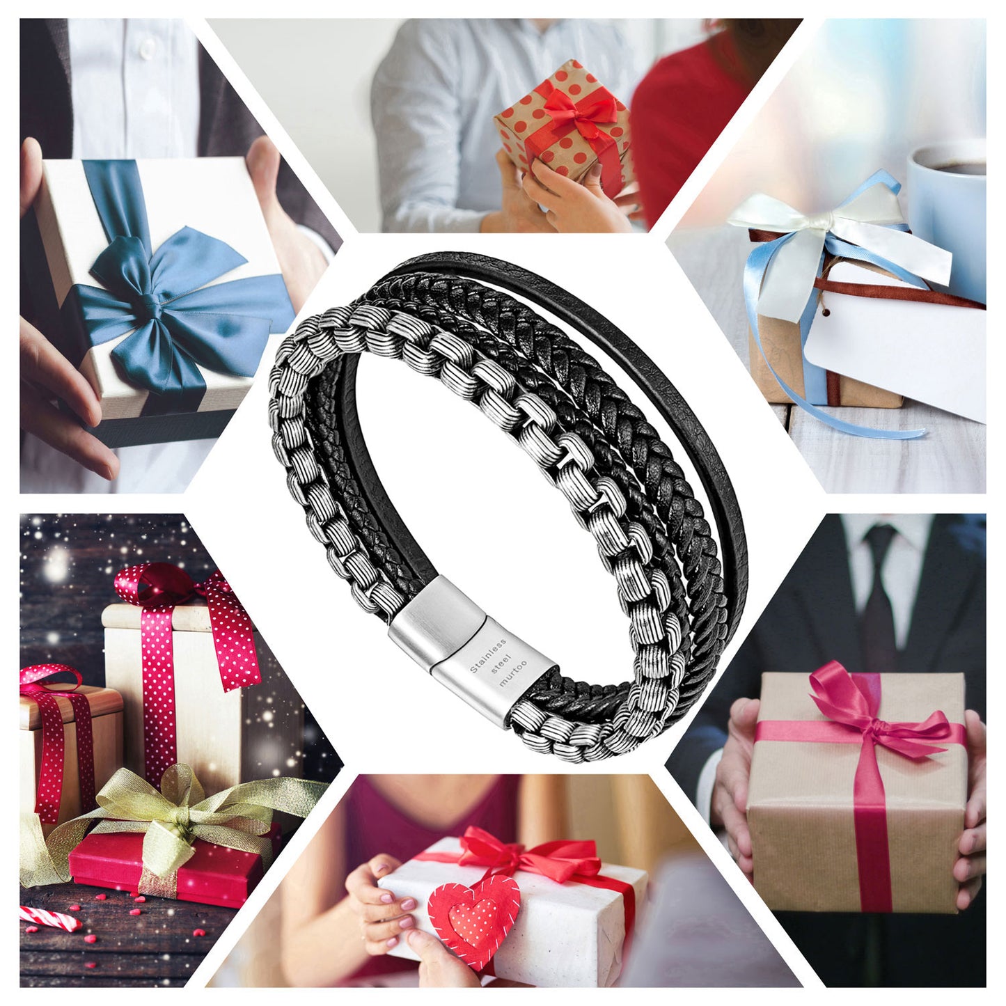 Leather And Steel Bracelet BHR00112
