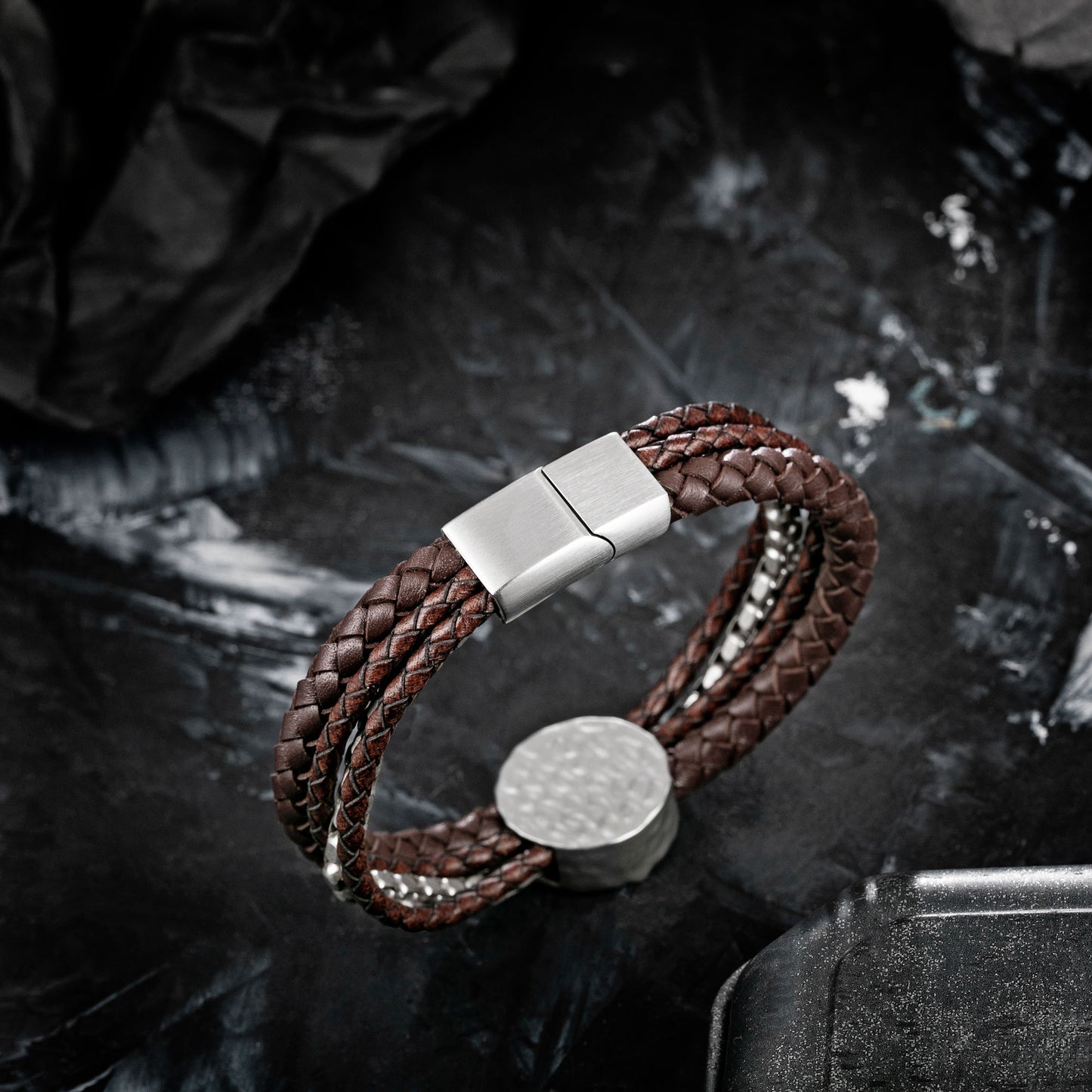 Compass leather bracelet for men B00472