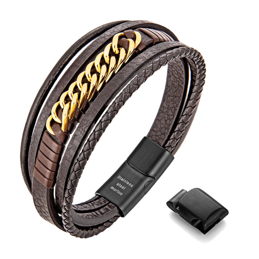 Leather And Steel Bracelet B00429