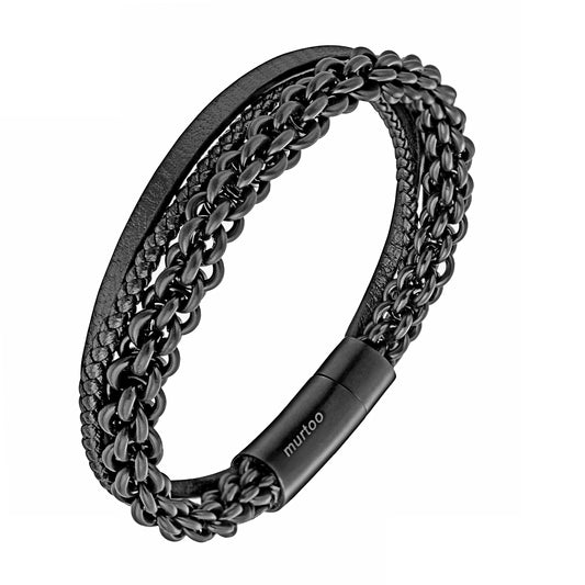 Leather And Steel Bracelet B00456