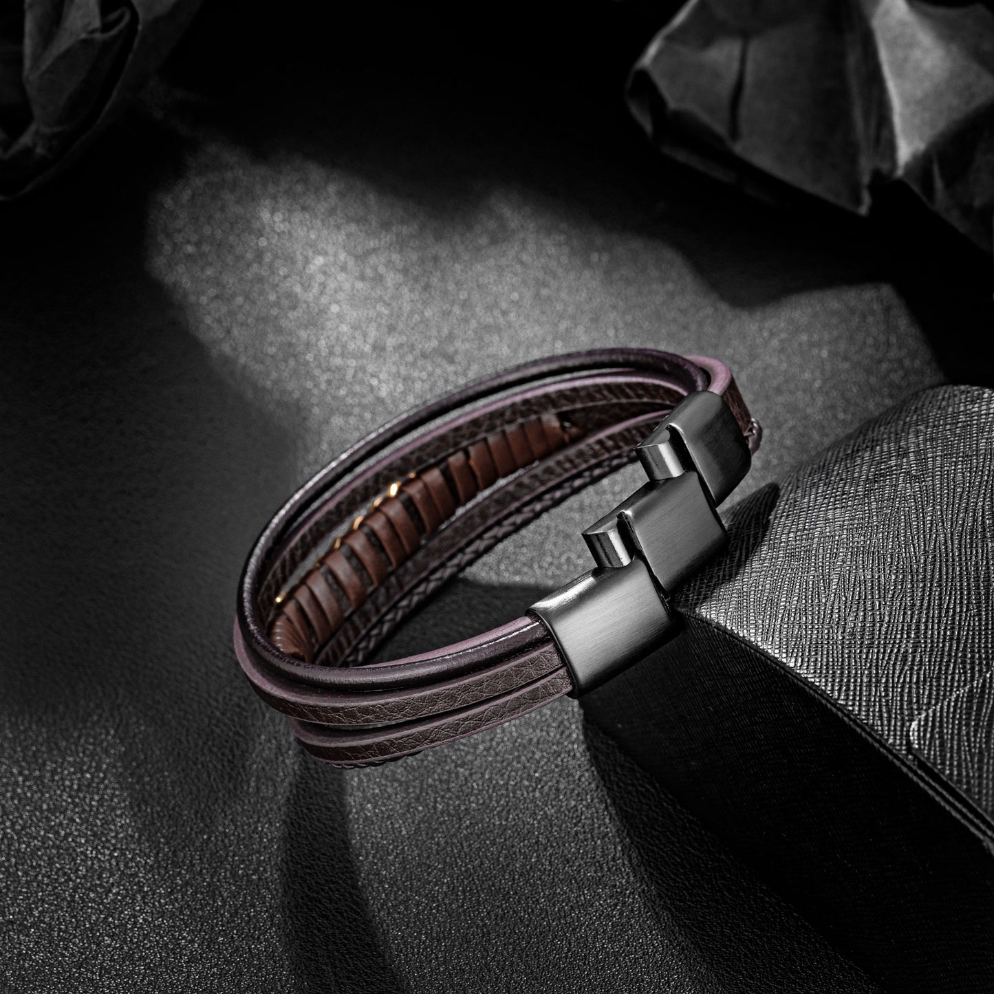Leather And Steel Bracelet B00429