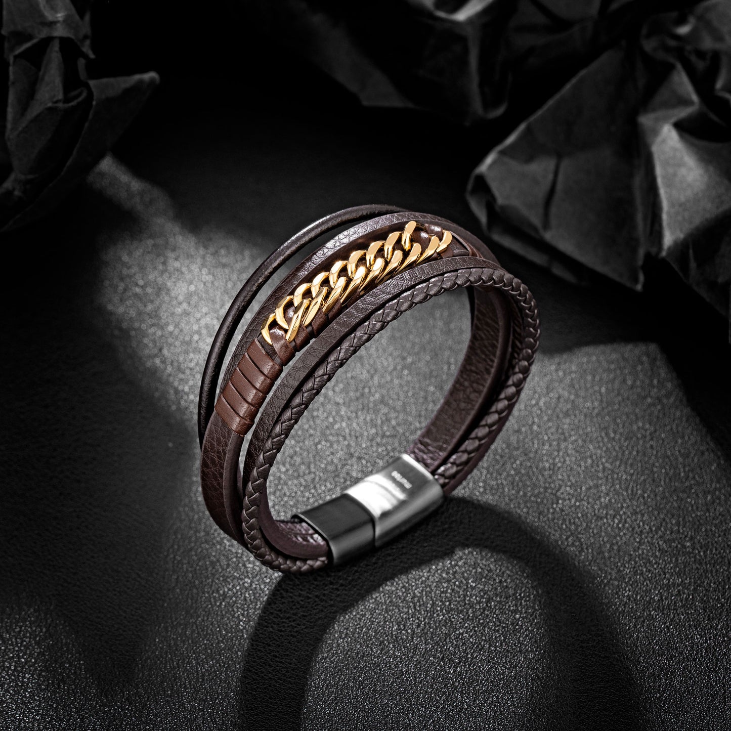 Leather And Steel Bracelet B00429