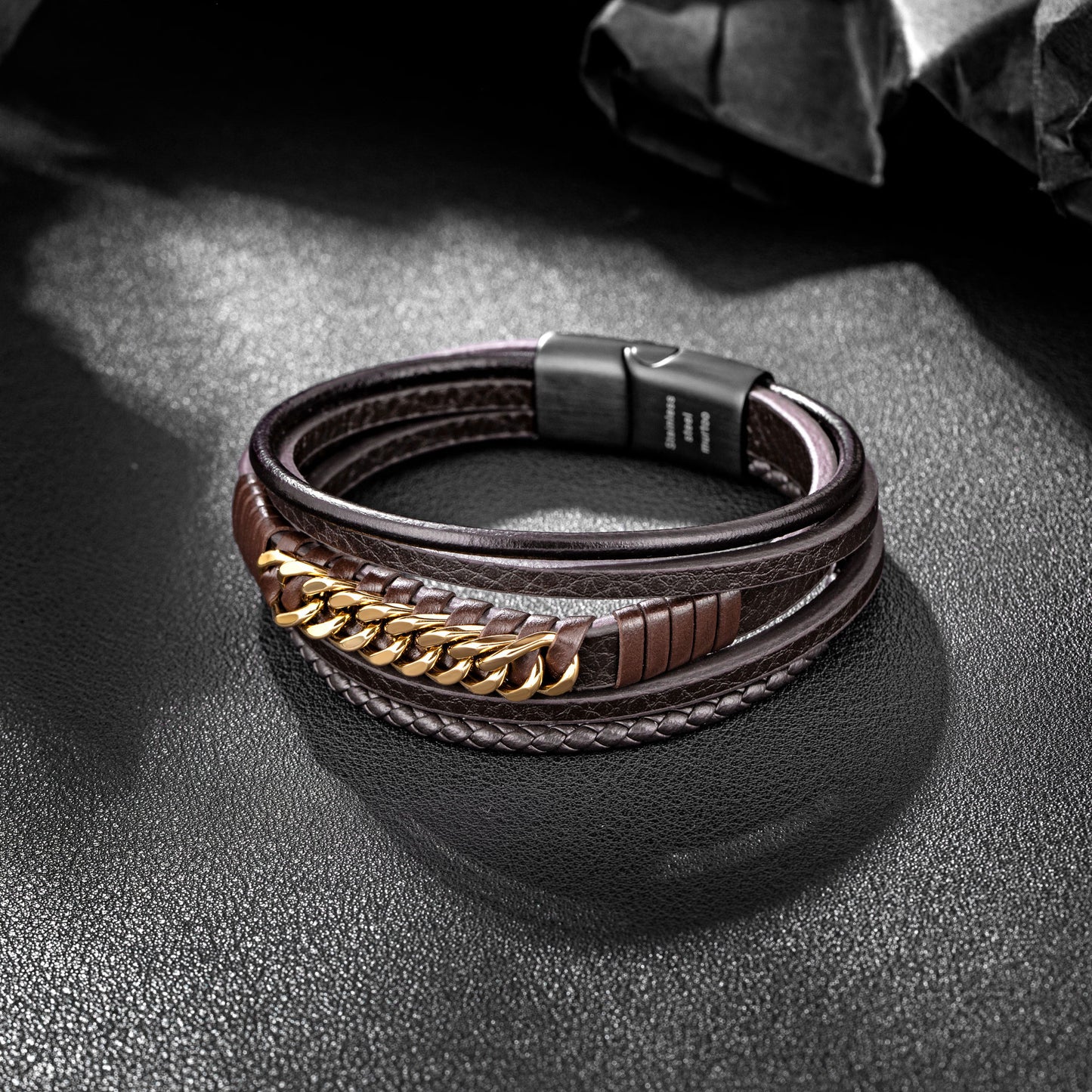 Leather And Steel Bracelet B00429